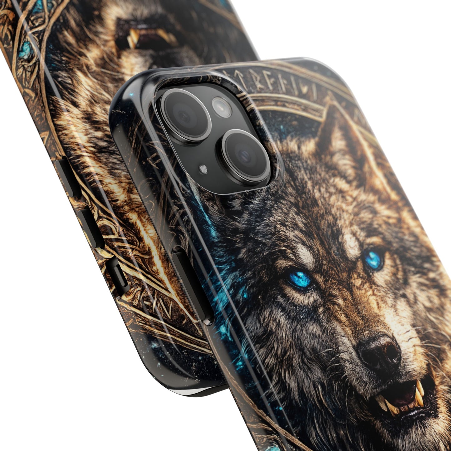 Wolf Pentagram Phone Case - Rugged Mystic Phone Cover with Glowing Blue Eyes