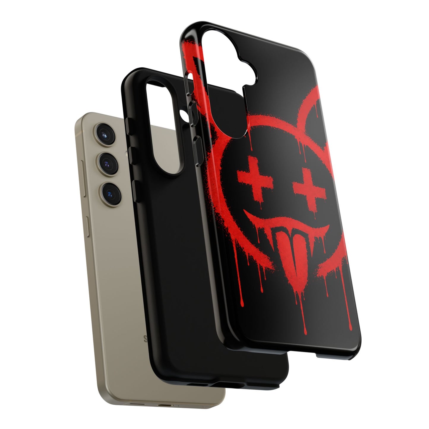 Phone Case - Metallic Souls Red Drip Smiley Graffiti Design