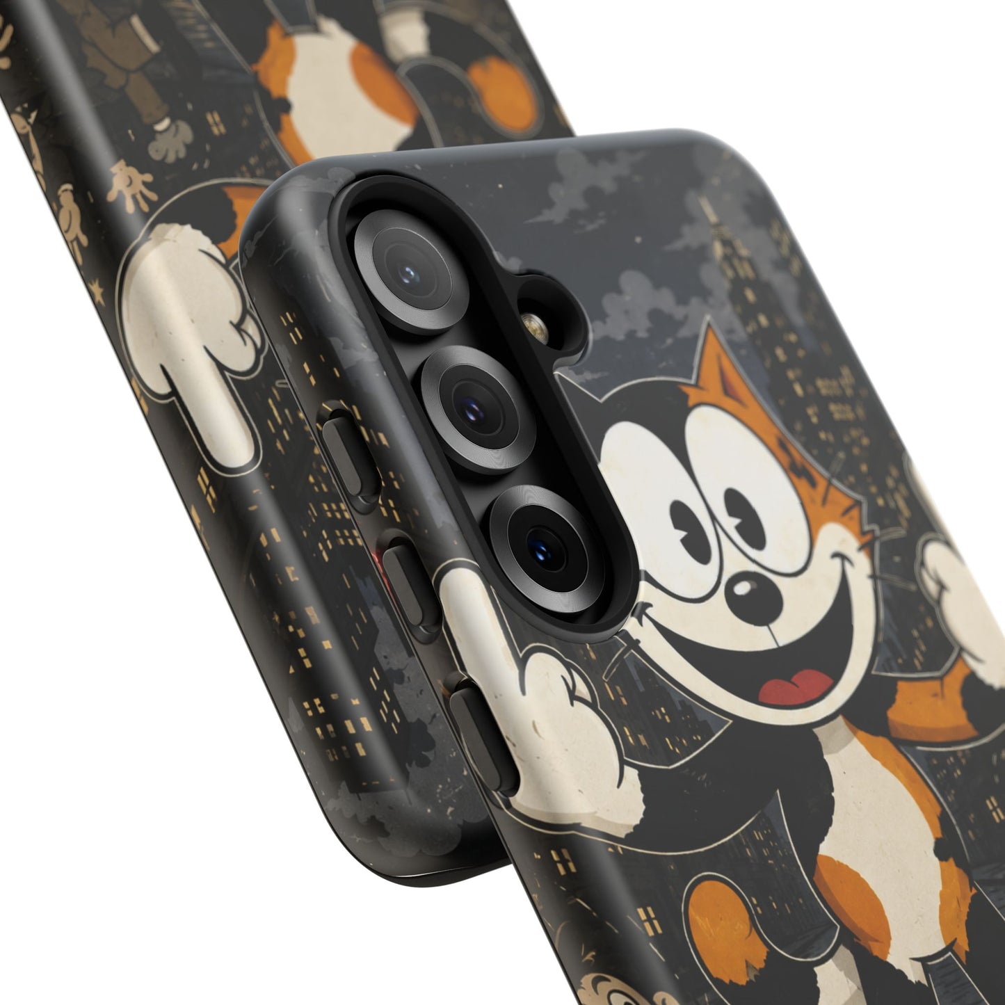 Vintage Cartoon Cat Phone Case — Edgy Felix-Style Illustration