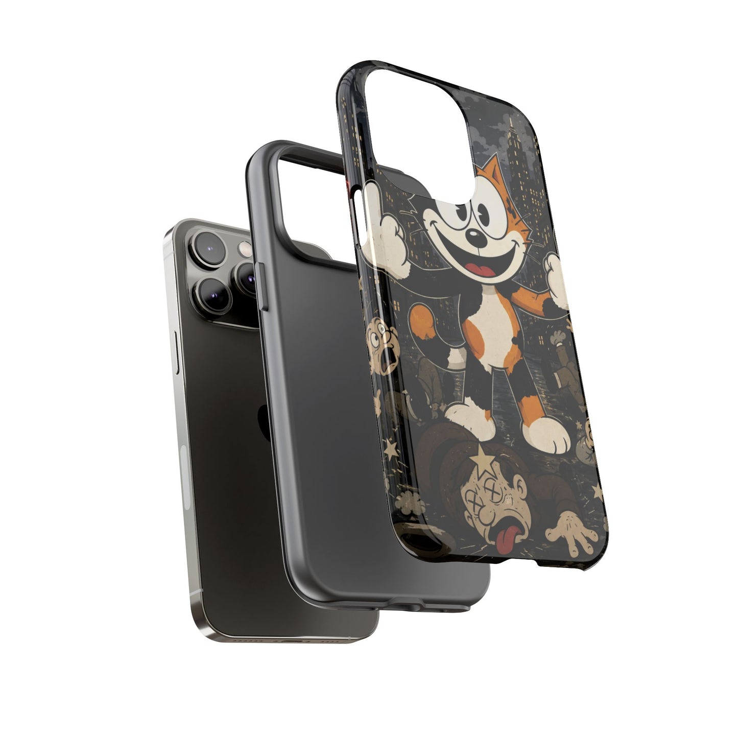Vintage Cartoon Cat Phone Case — Edgy Felix-Style Illustration