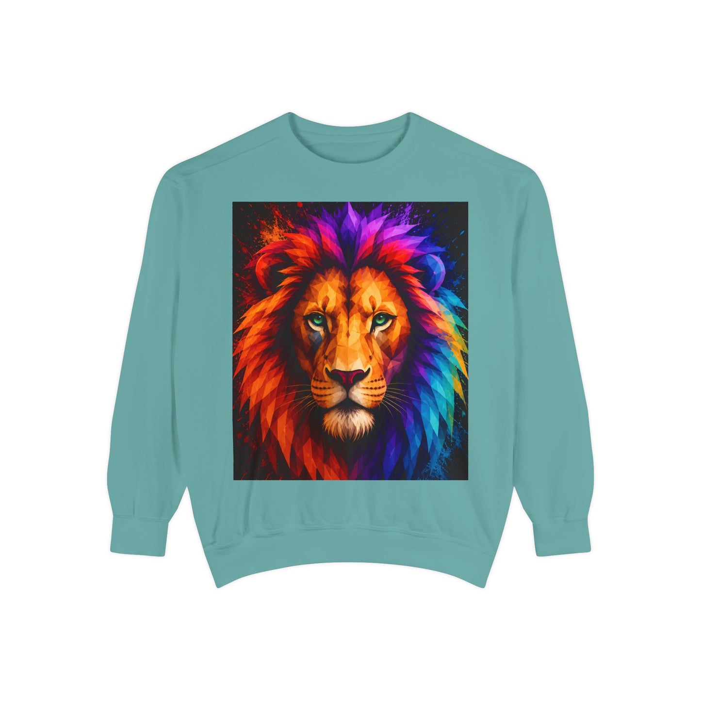 Colorful Lion Sweatshirt — Vibrant Rainbow Mane Crewneck