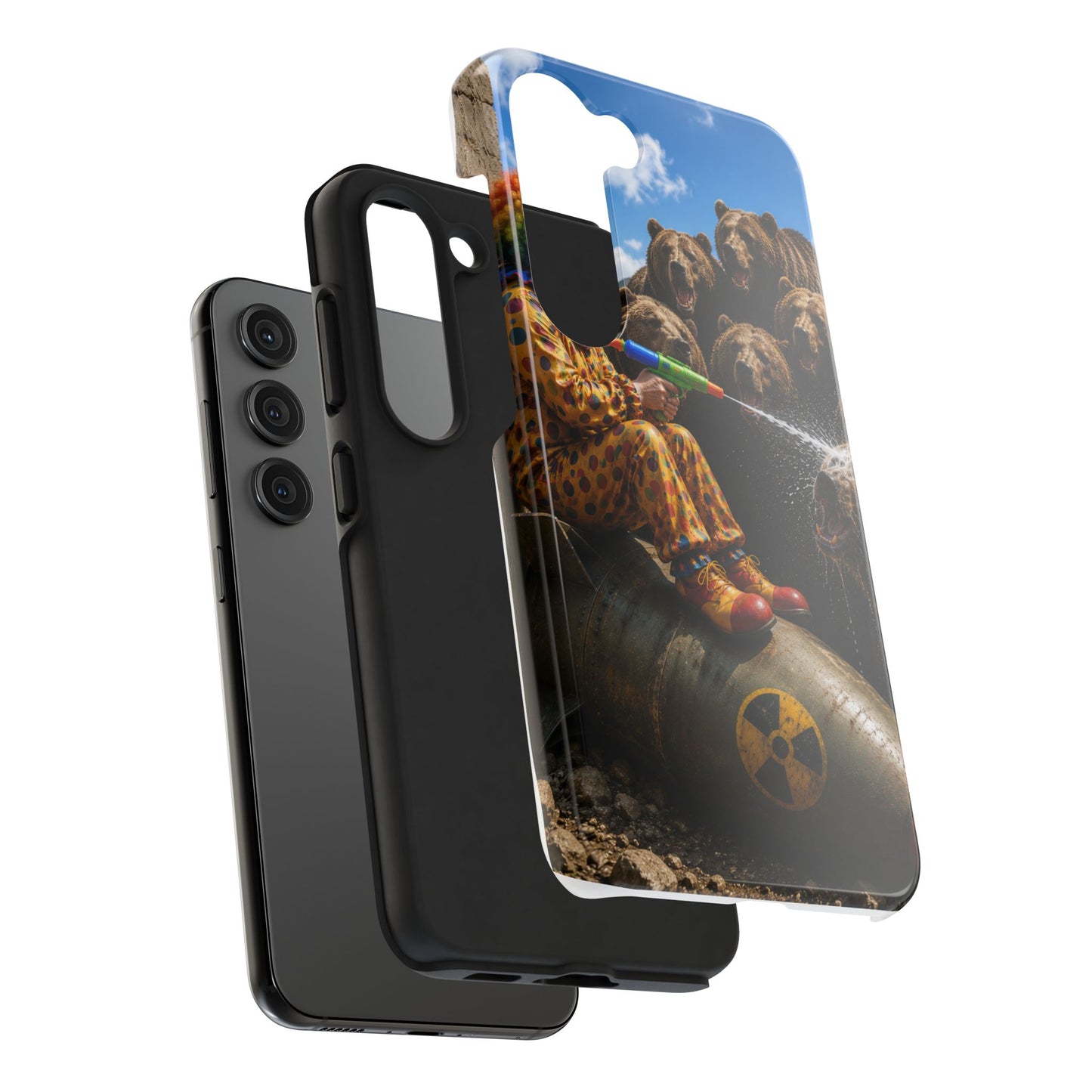 Tough Phone Case — Surreal Clown vs. Bears Protective Phone Cover