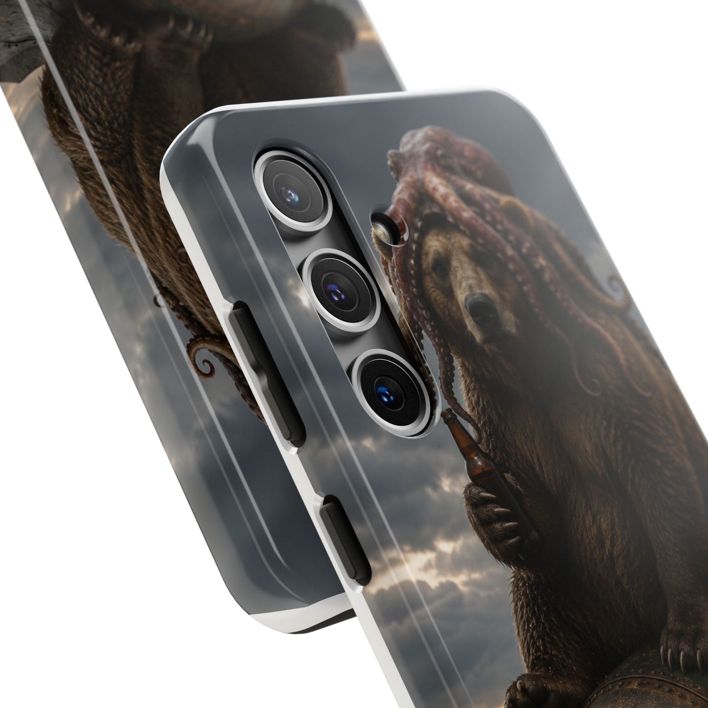 Tough Phone Case — Post‑Apocalyptic Bear with Octopus Helmet on Nuclear Bomb