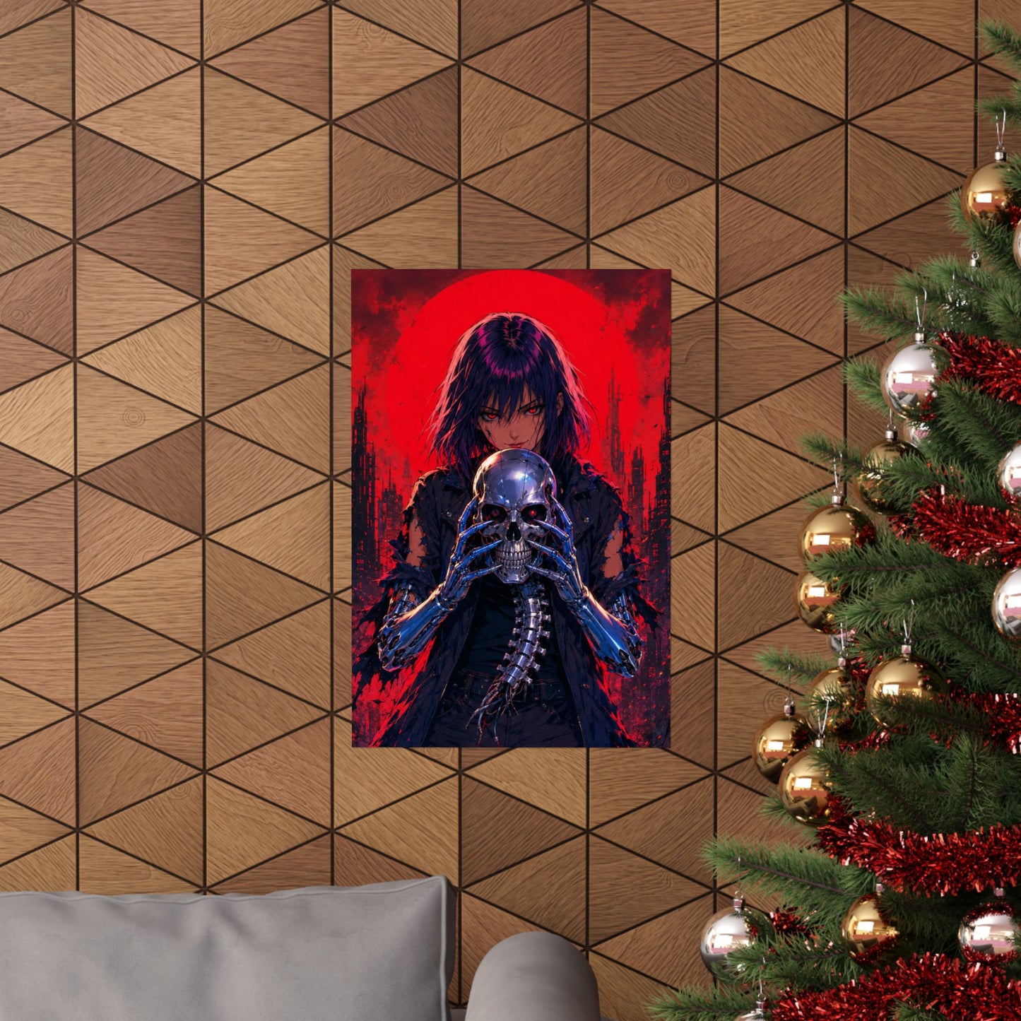 Metallic Souls Skull Poster — Gothic Anime Matte Vertical Wall Art