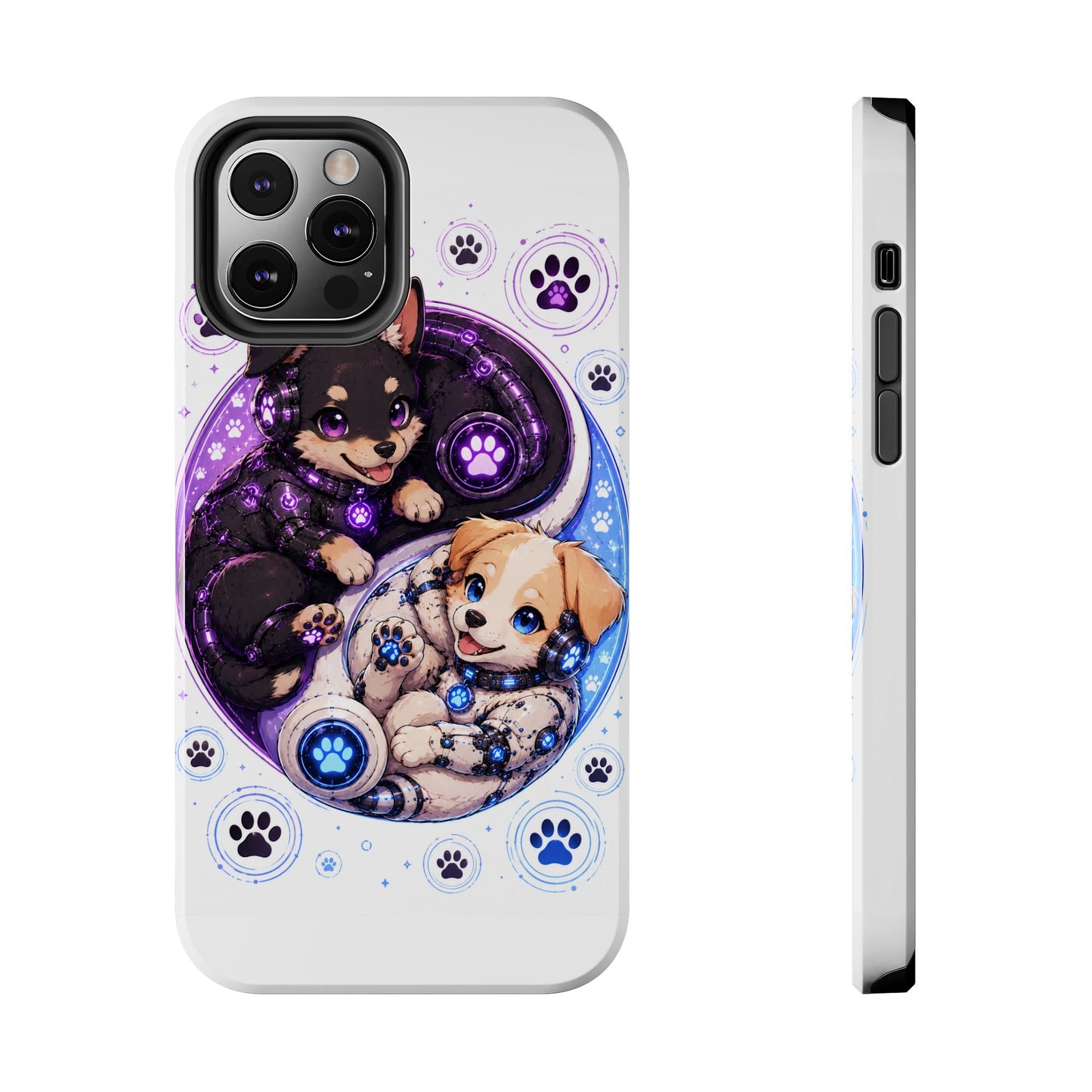 Yin Yang Puppy Tough Phone Case — Cute Paw Print Dog Protector