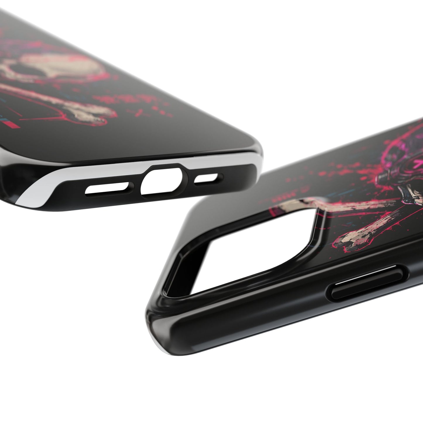 Skull & Crossbones Tough Phone Case — Neon Cyberpunk Skull Design