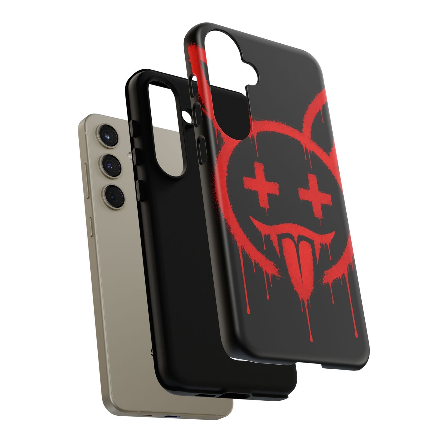 Phone Case - Metallic Souls Red Drip Smiley Graffiti Design