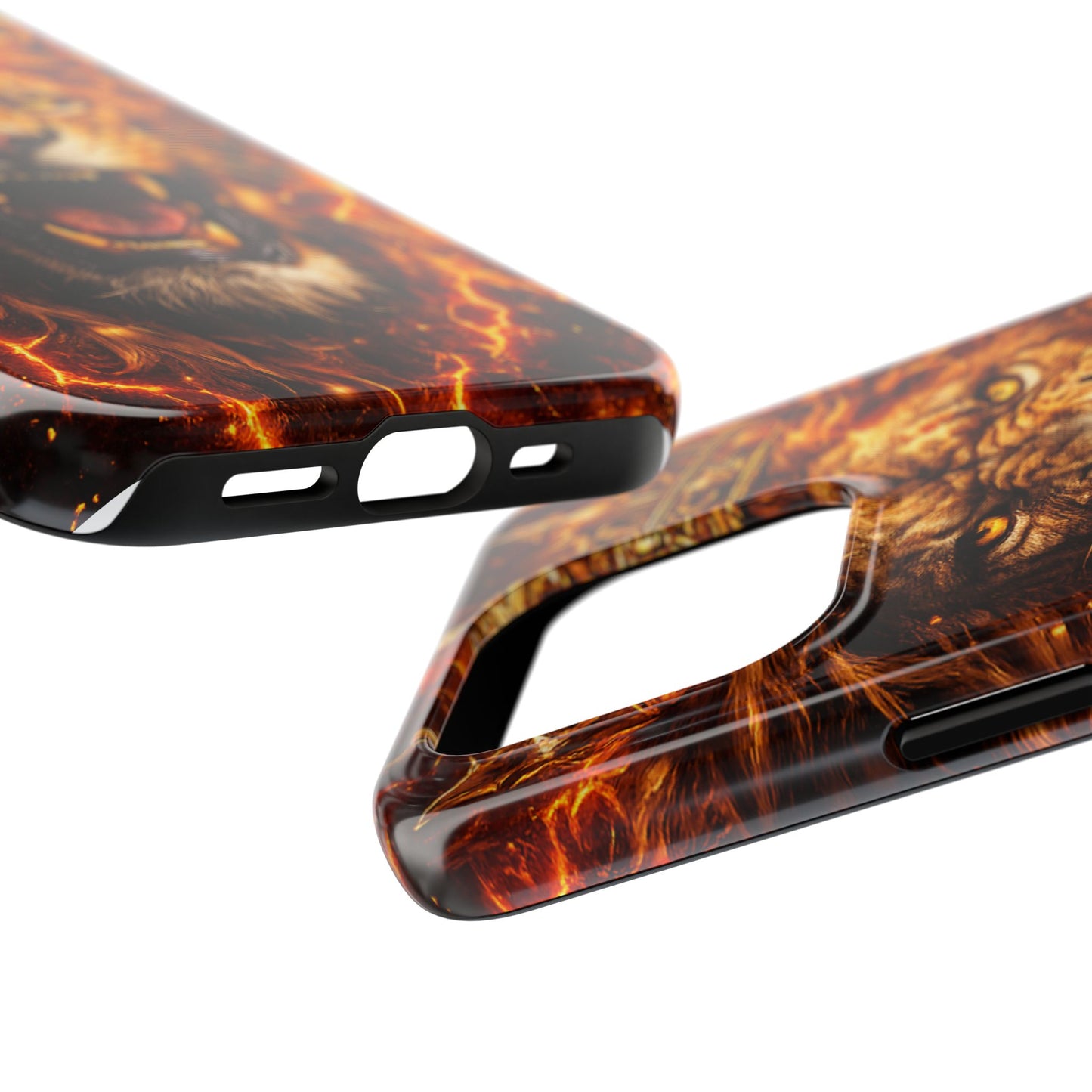 Fiery Lion King Tough Phone Case — Protective iPhone Case with Roaring Crown Design