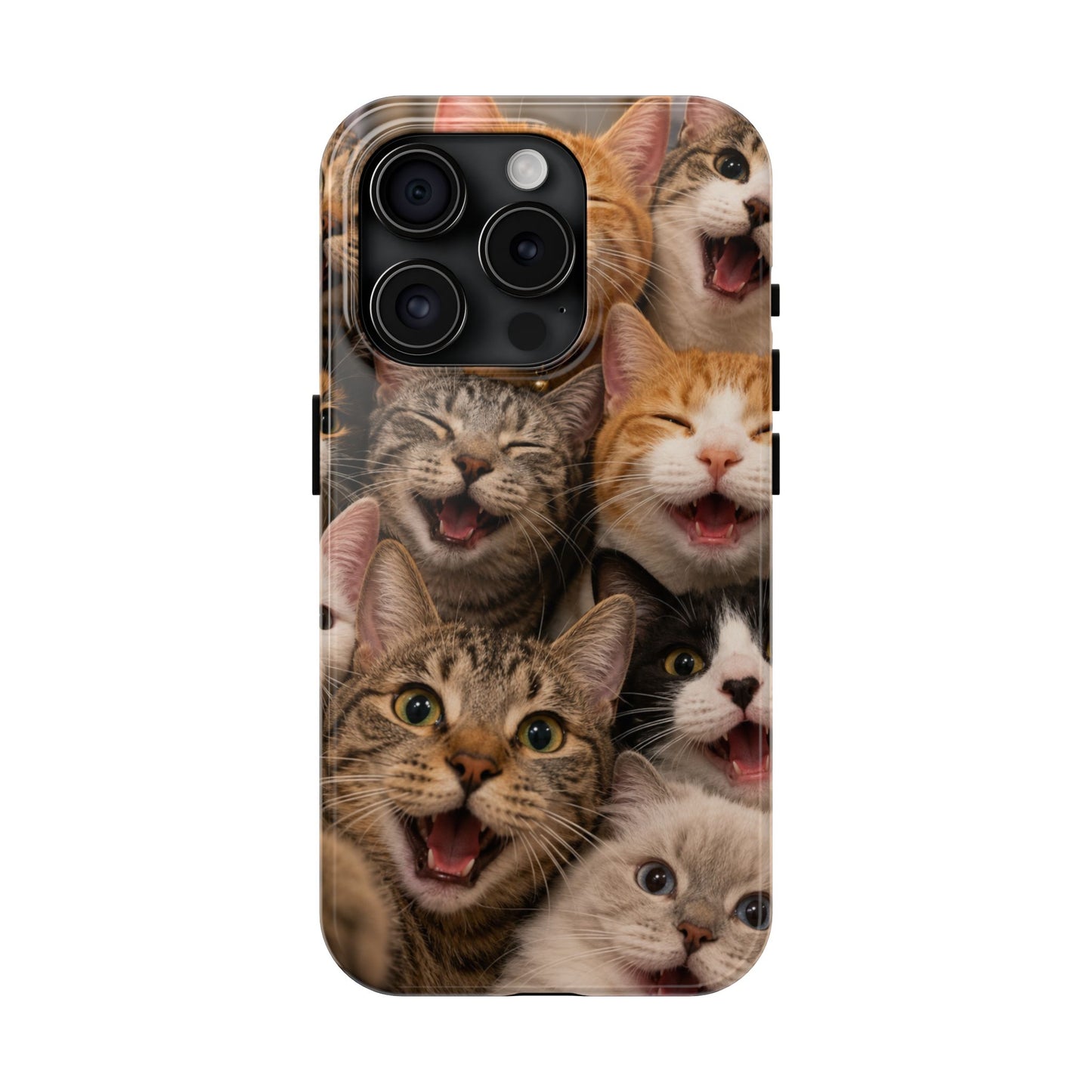 Tough Smiling Cats Collage Phone Case – Cute Cat Faces for iPhone