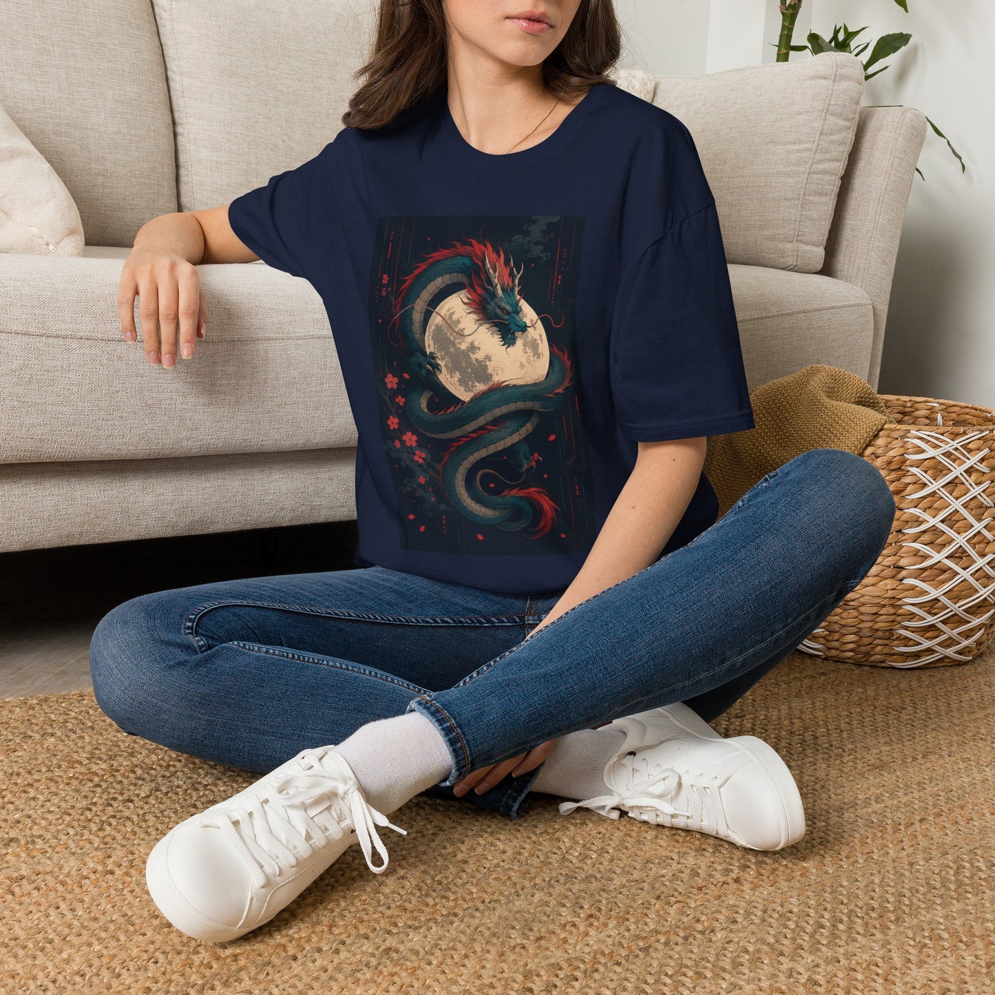 Dragon Moon T-Shirt — Mystical Japanese Serpent Design