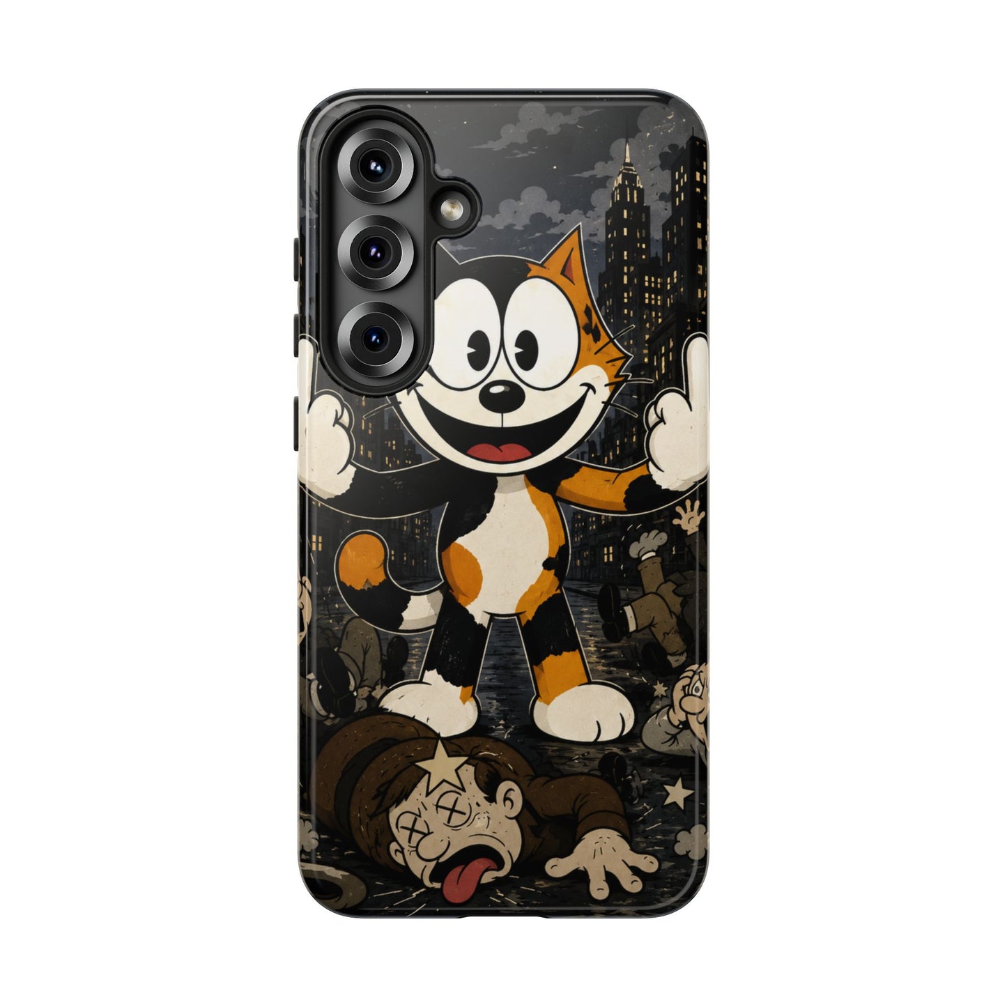 Vintage Cartoon Cat Phone Case — Edgy Felix-Style Illustration