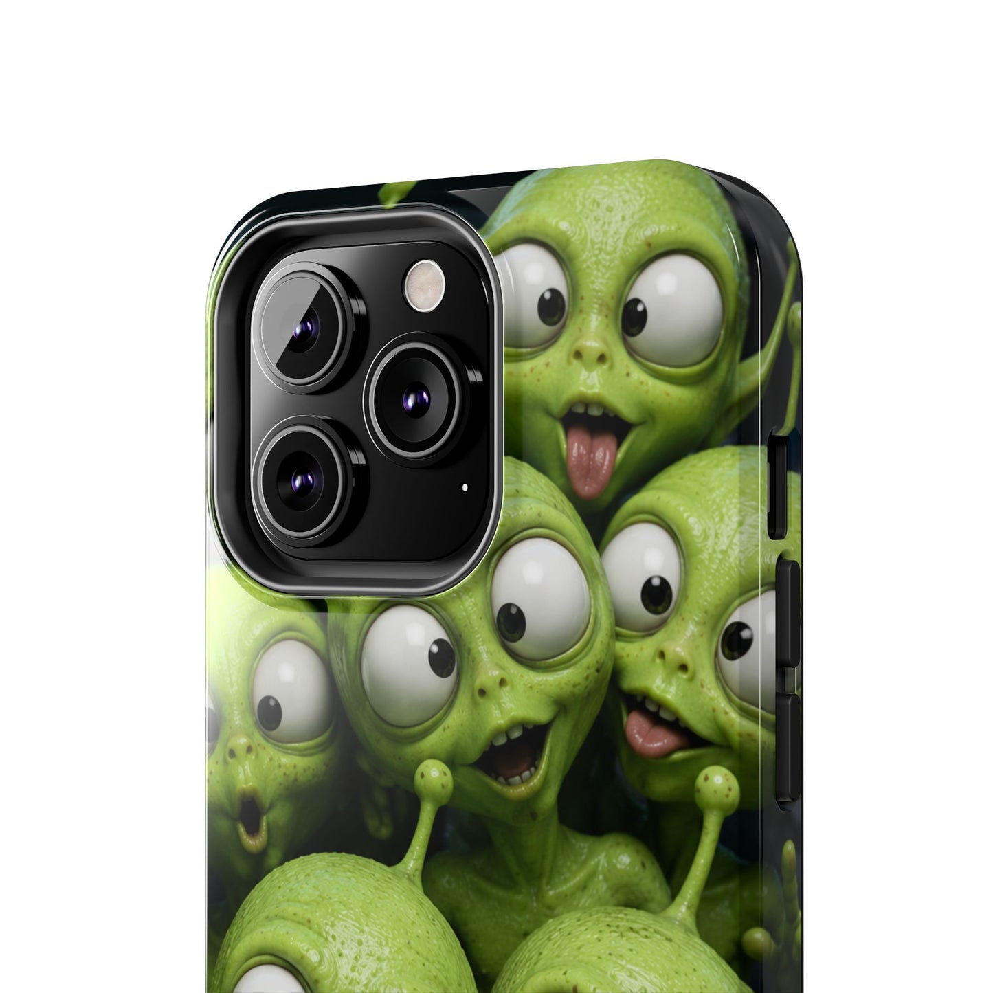 Alien Selfie Tough Phone Case — Cute Green Cartoon Aliens Protective Cover