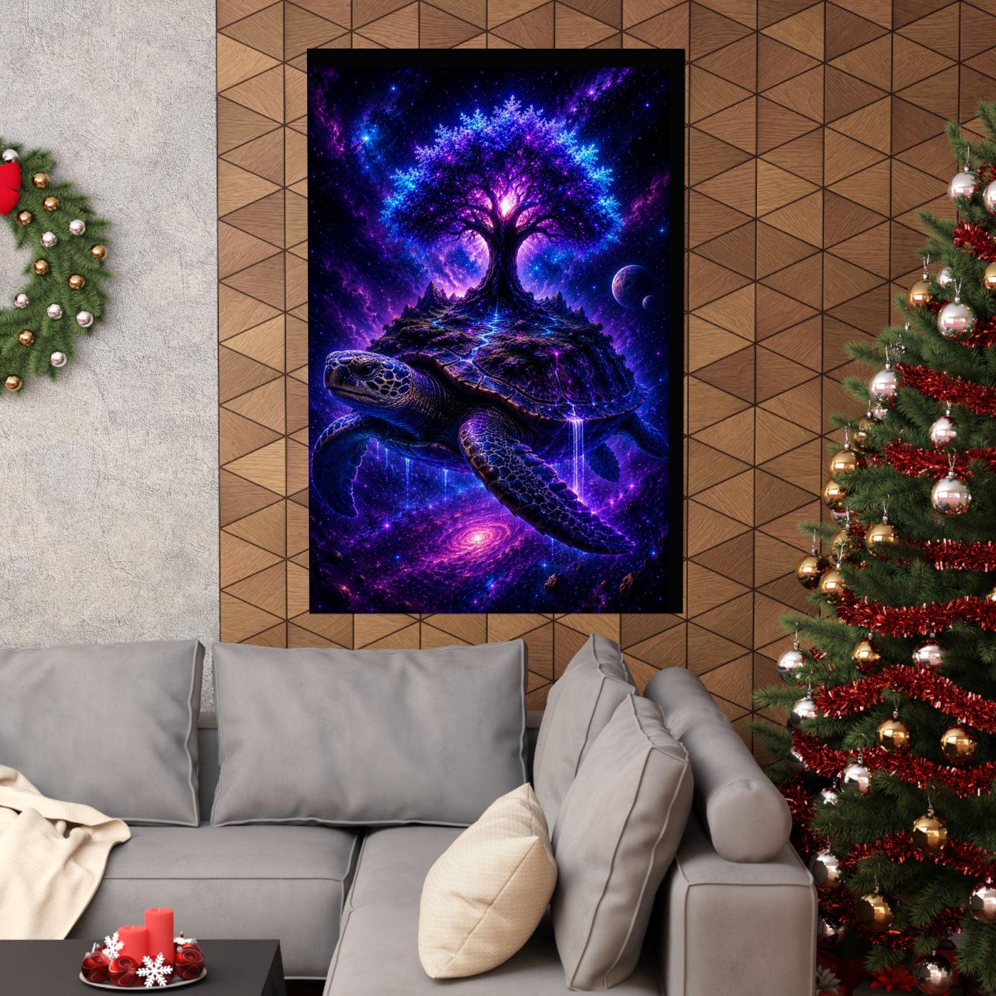 Cosmic Turtle Poster — Mystic Tree on Turtle Shell Matte Vertical Wall Art