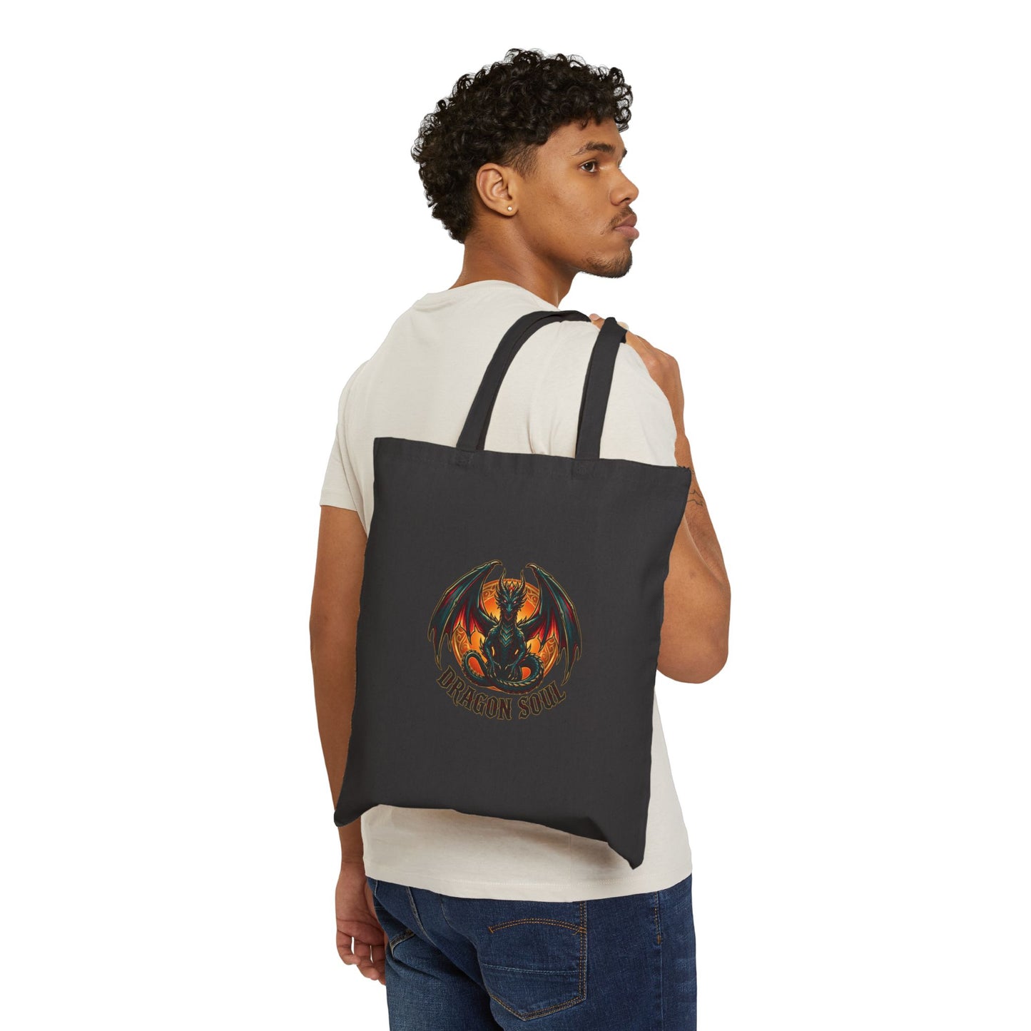 Dragon Soul tote, dragon fantasy art, mythical creature, tattoo style