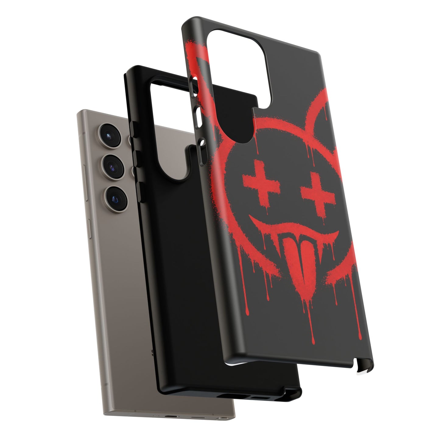 Phone Case - Metallic Souls Red Drip Smiley Graffiti Design