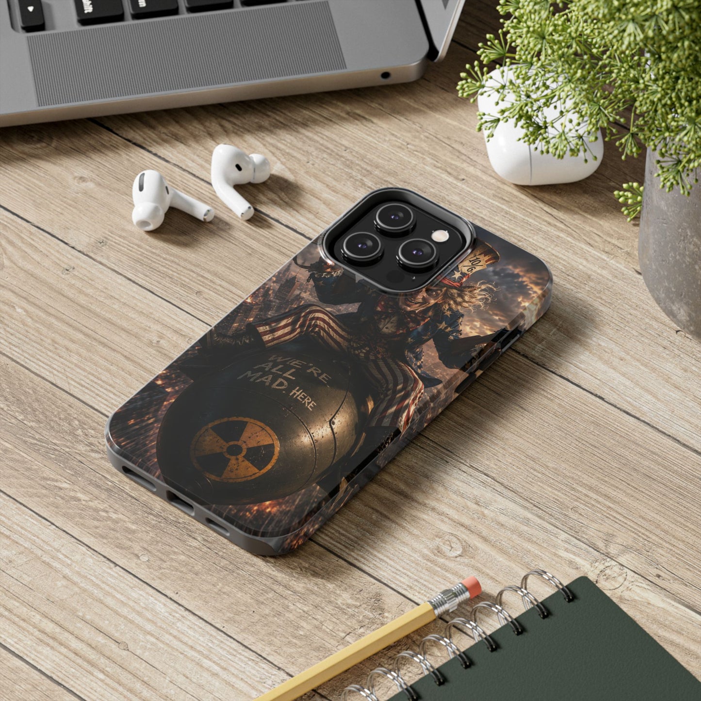 Tough Phone Case — Dark Uncle Sam 'We're All Mad Here' Nuclear Bomb Design