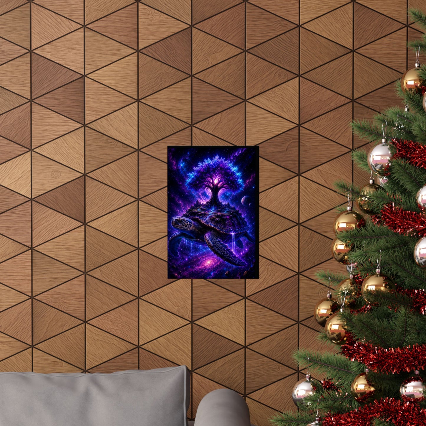 Cosmic Turtle Poster — Mystic Tree on Turtle Shell Matte Vertical Wall Art