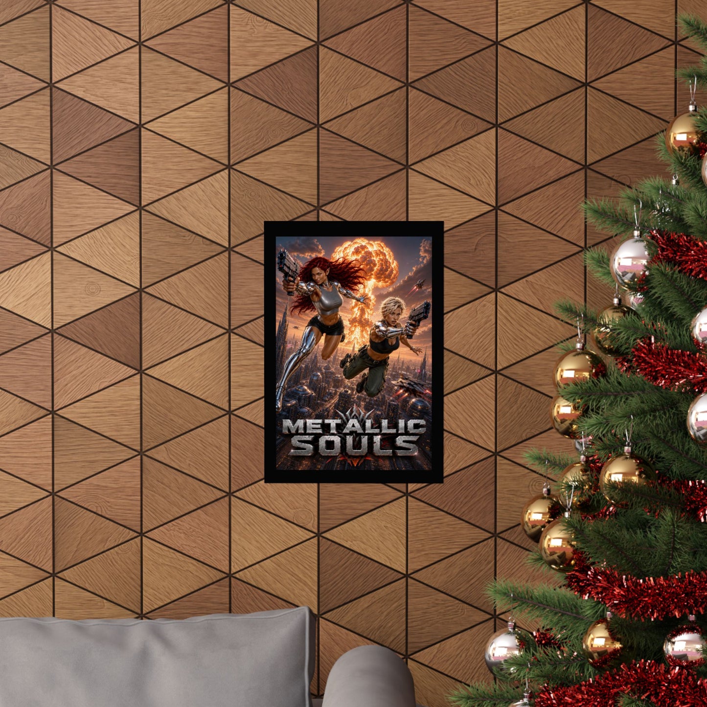 Metallic Souls Sci‑Fi Poster — Action Cyberpunk Movie Art