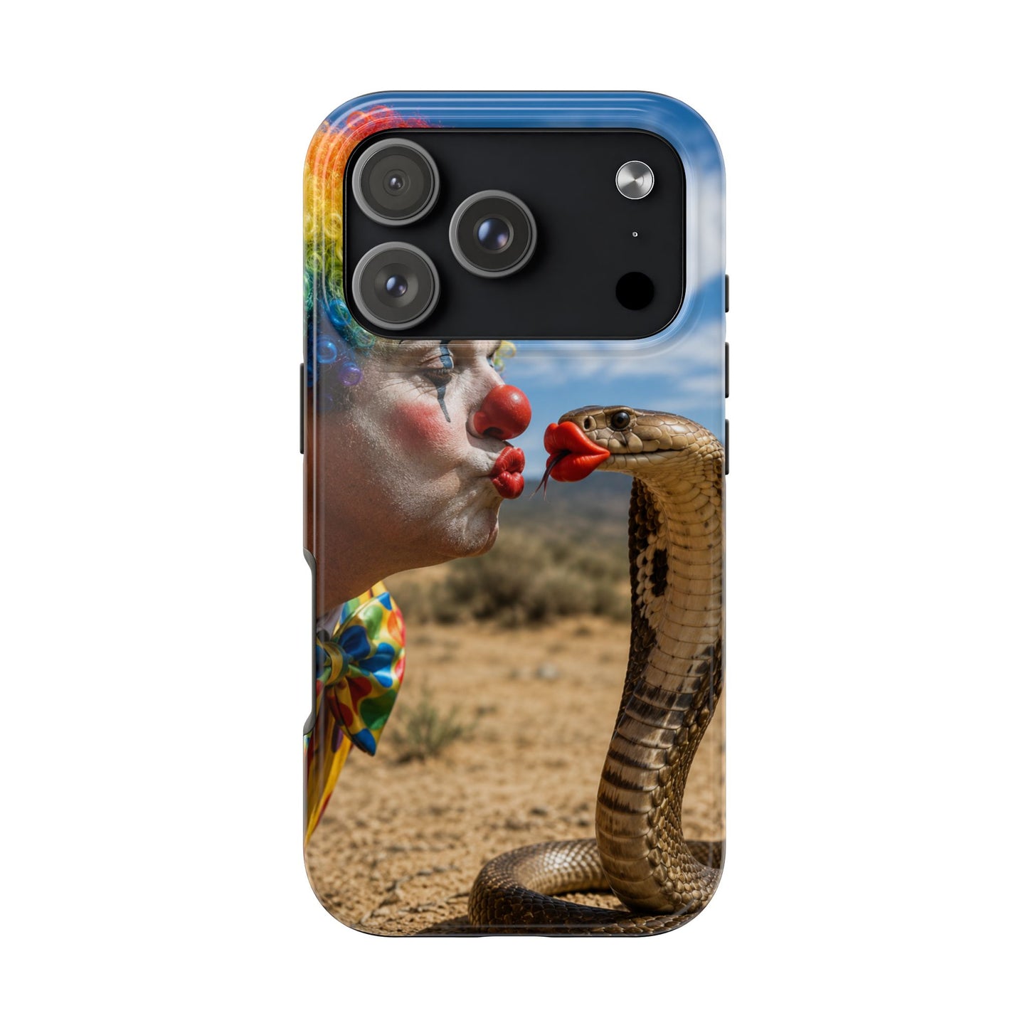 Clown & Cobra Tough Phone Case — Funny Kiss Design, Shockproof Protective Cover