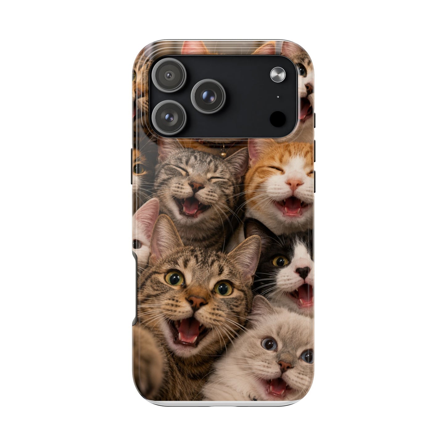 Tough Smiling Cats Collage Phone Case – Cute Cat Faces for iPhone