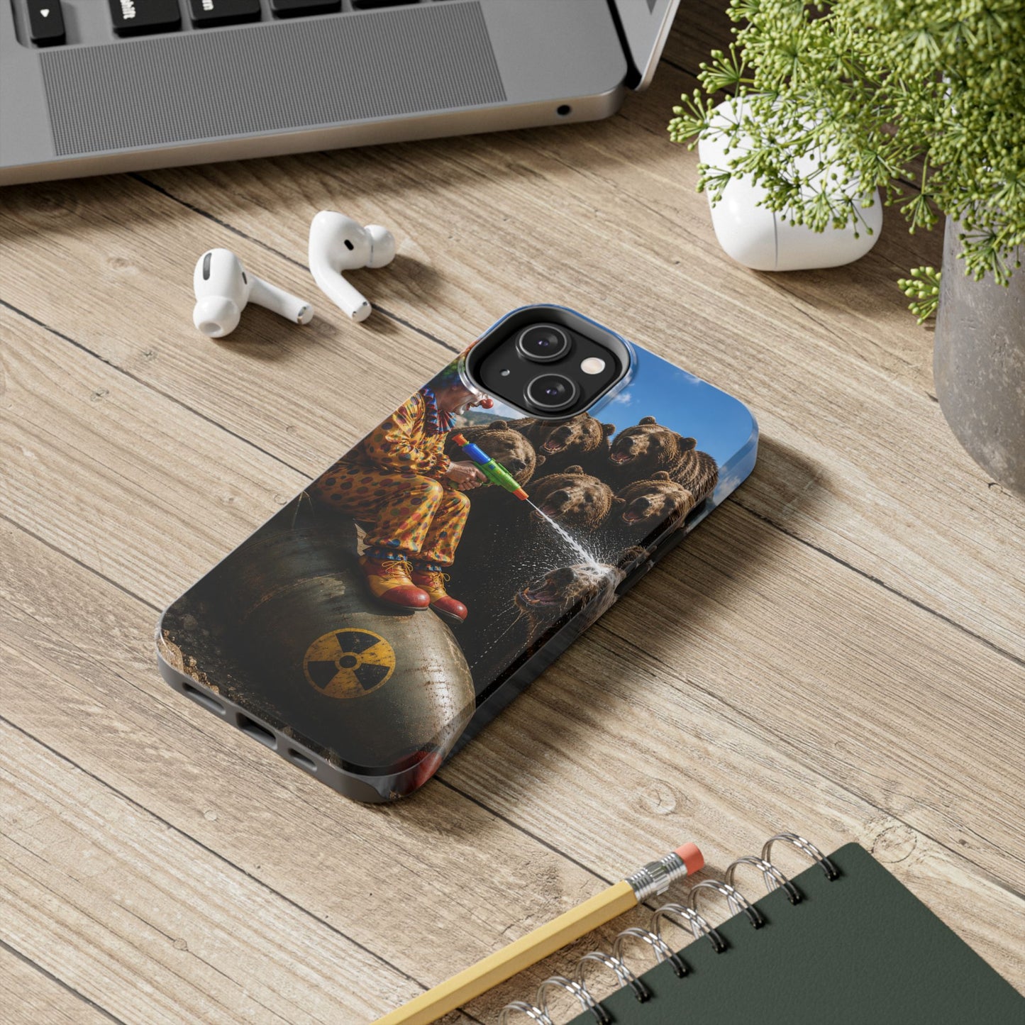 Tough Phone Case — Surreal Clown vs. Bears Protective Phone Cover