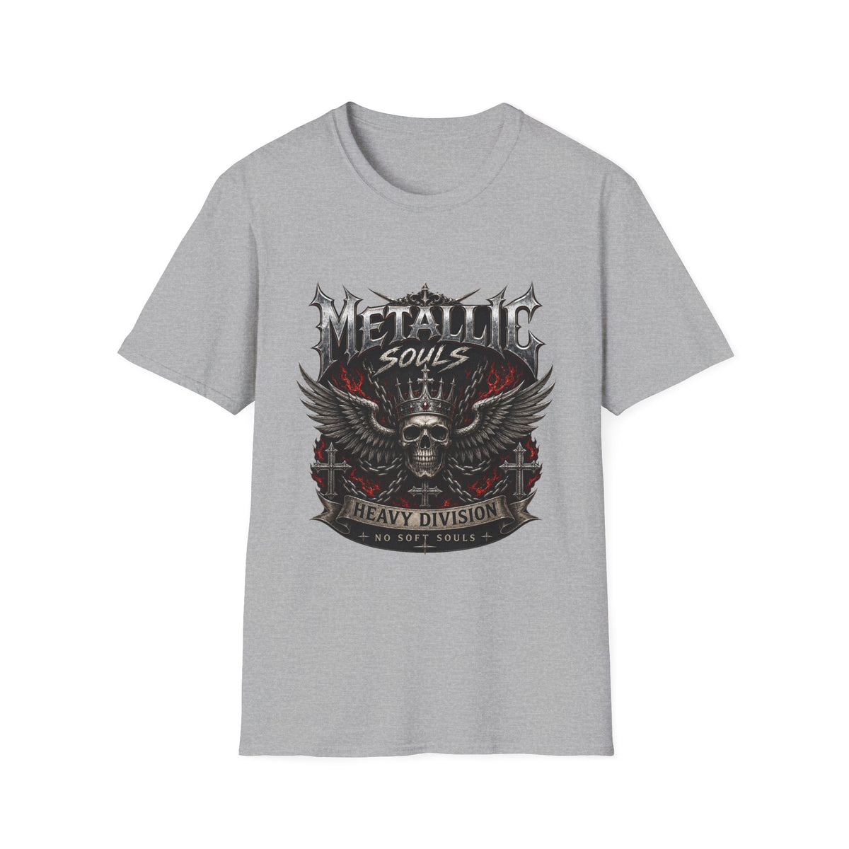 Metallic Souls Skull Tee — Heavy Metal Band Graphic T-Shirt