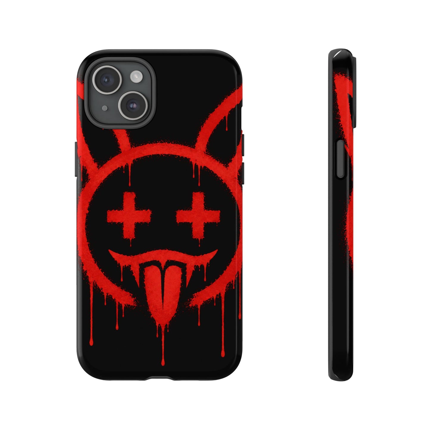 Phone Case - Metallic Souls Red Drip Smiley Graffiti Design