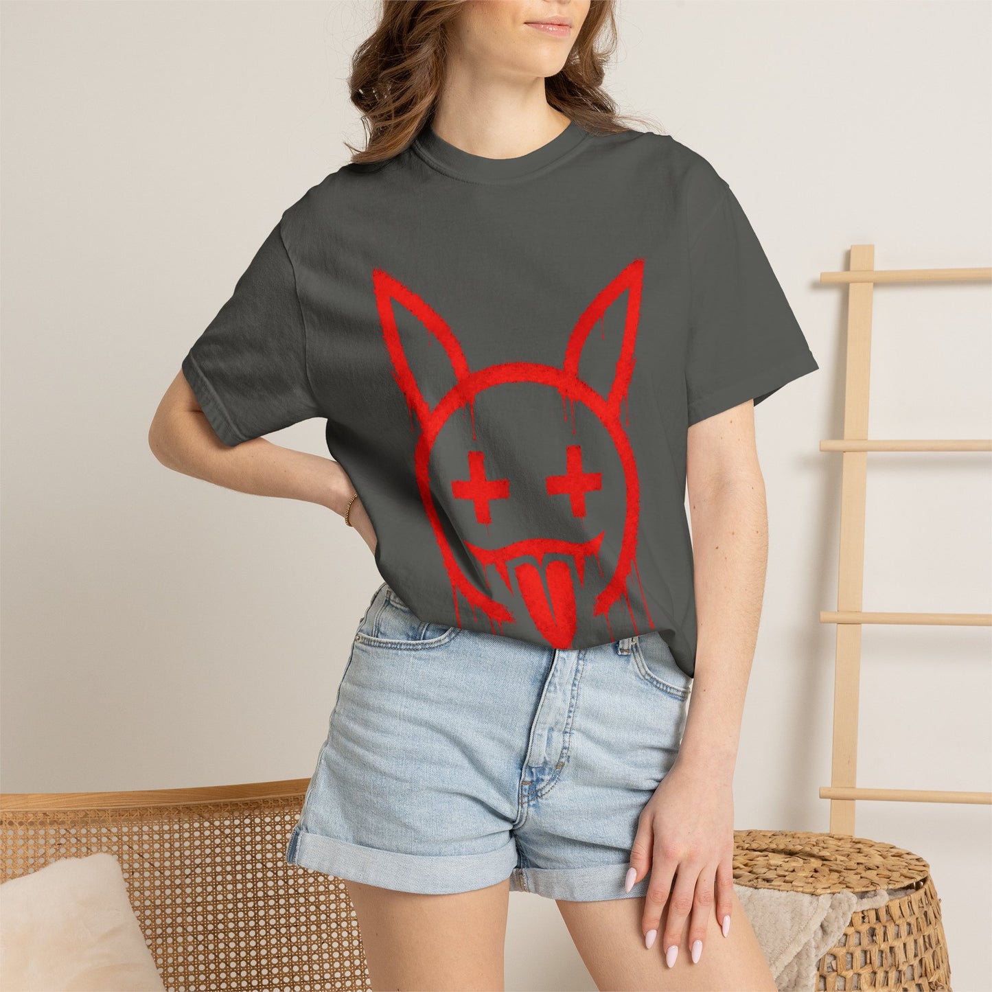 Metallic Souls Graffiti Bunny Heavyweight Streetwear T-Shirt