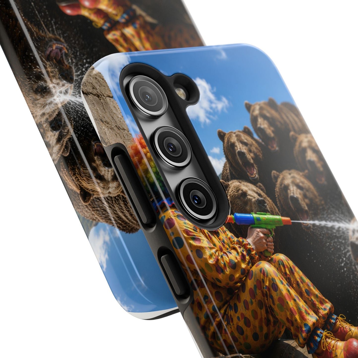 Tough Phone Case — Surreal Clown vs. Bears Protective Phone Cover