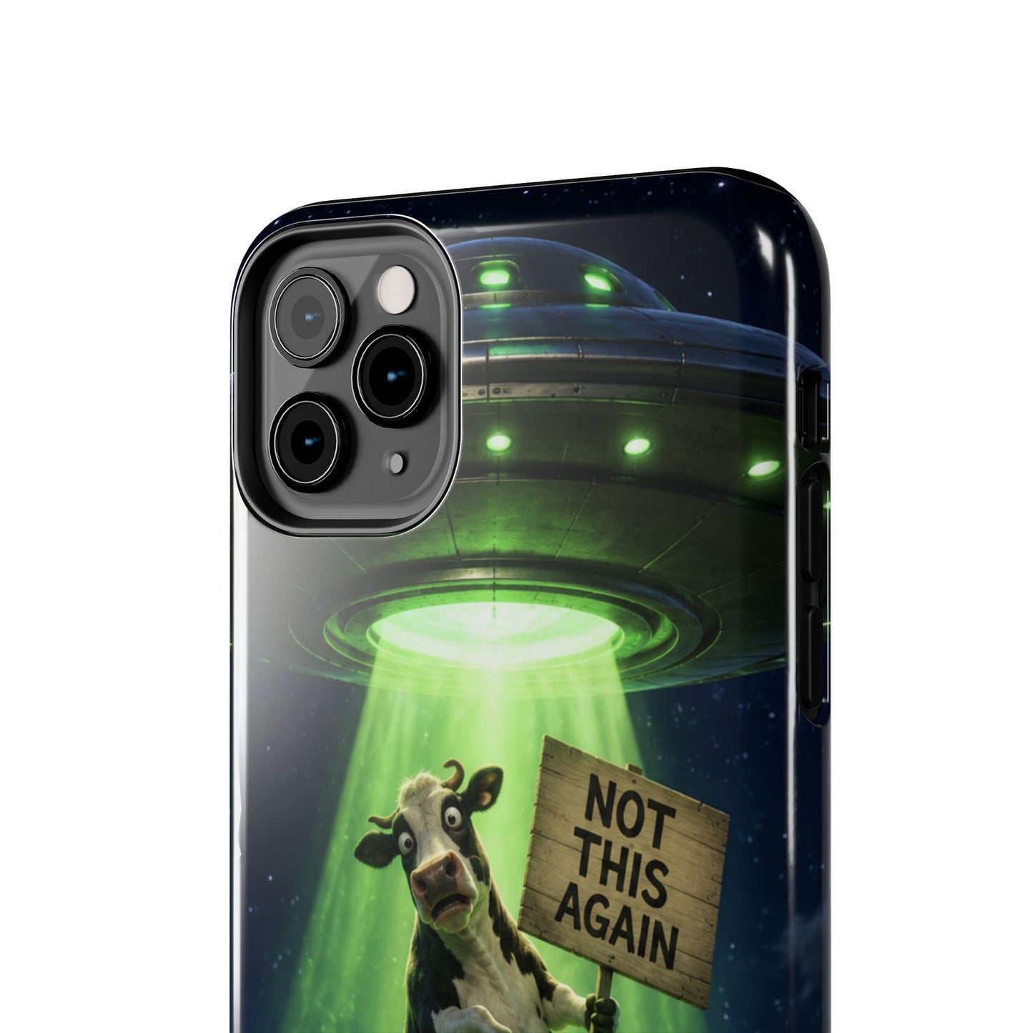 Phone Case — Funny Alien Abduction Cow Design ("Not This Again")