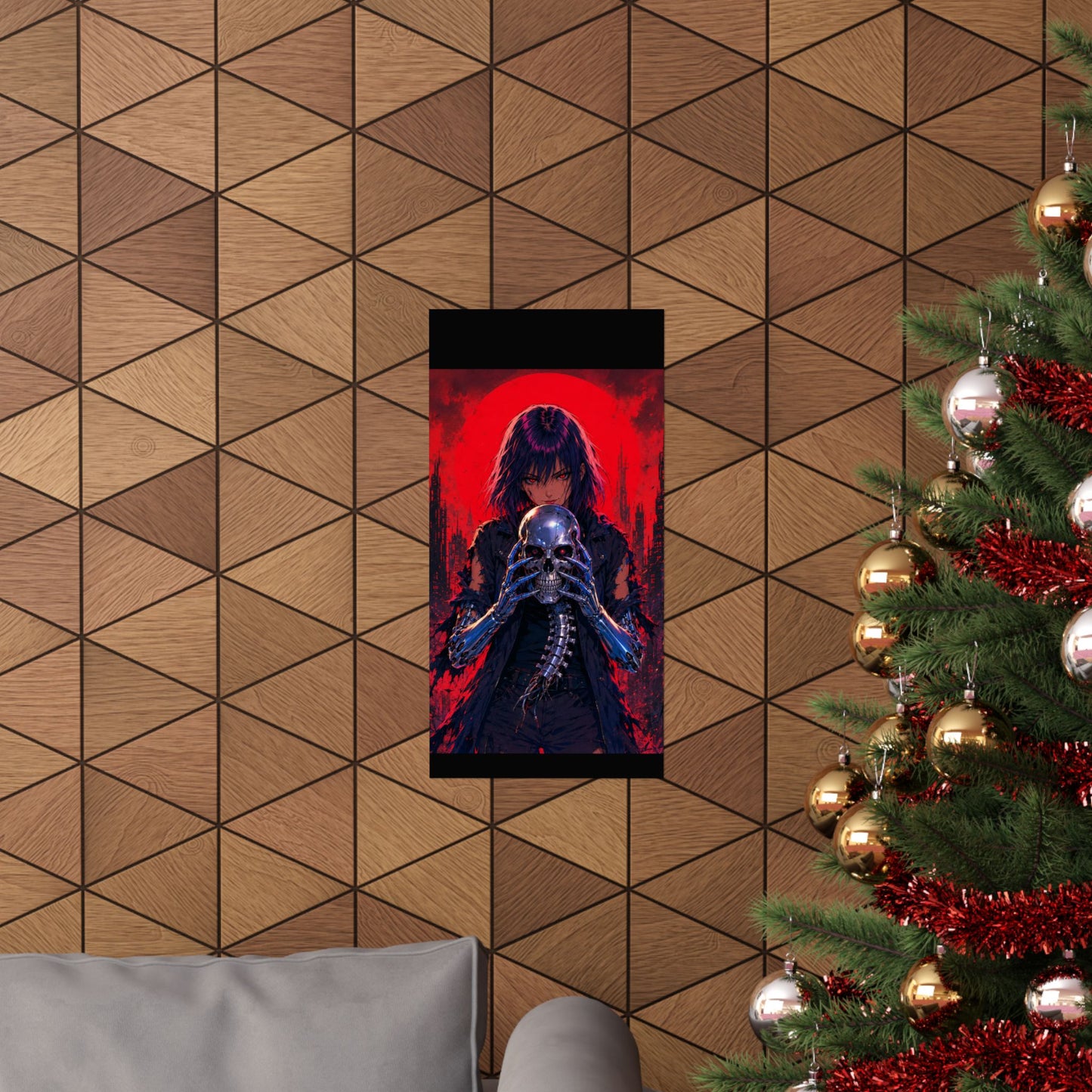 Metallic Souls Skull Poster — Gothic Anime Matte Vertical Wall Art