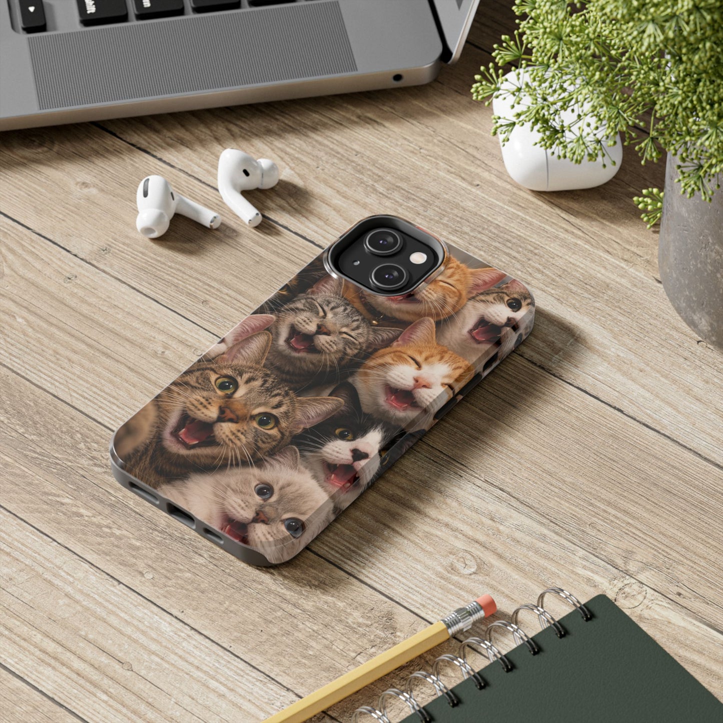 Tough Smiling Cats Collage Phone Case – Cute Cat Faces for iPhone