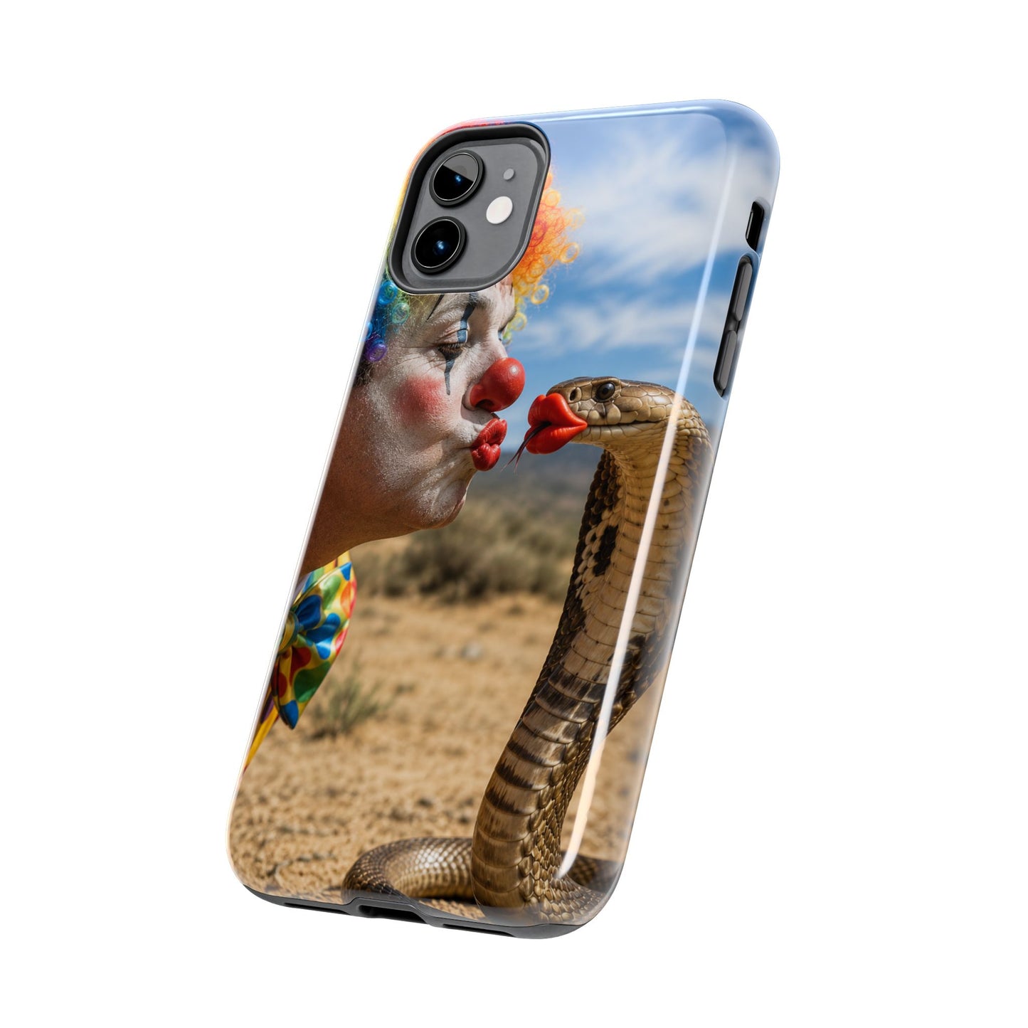 Clown & Cobra Tough Phone Case — Funny Kiss Design, Shockproof Protective Cover