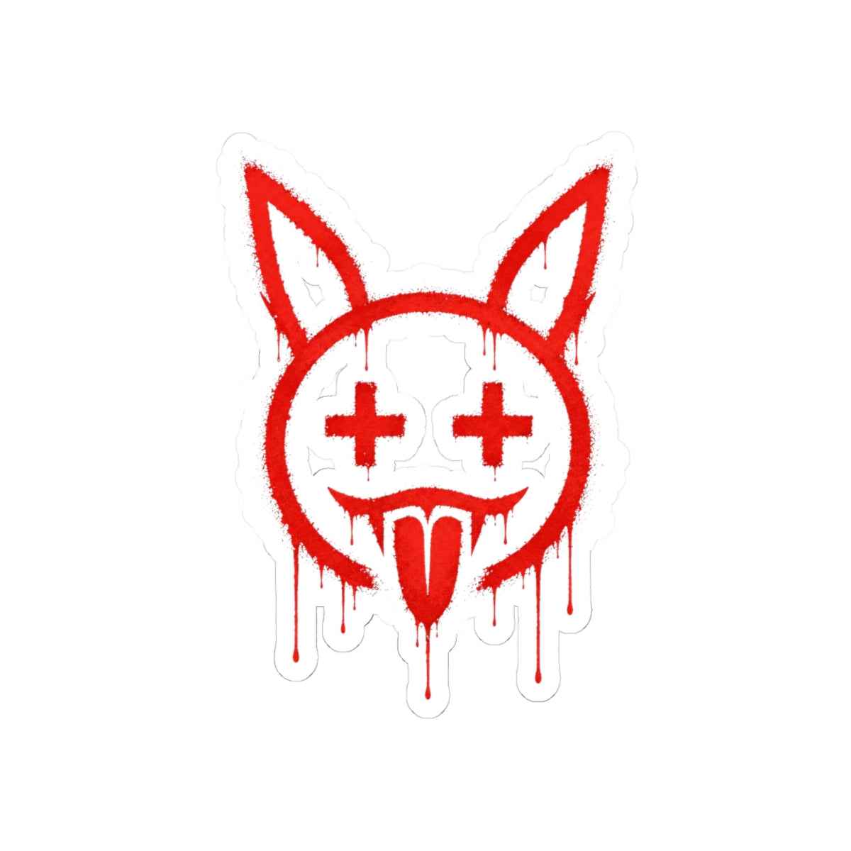 Drip Graffiti Bunny Sticker — Red Kiss-Cut Laptop Decal