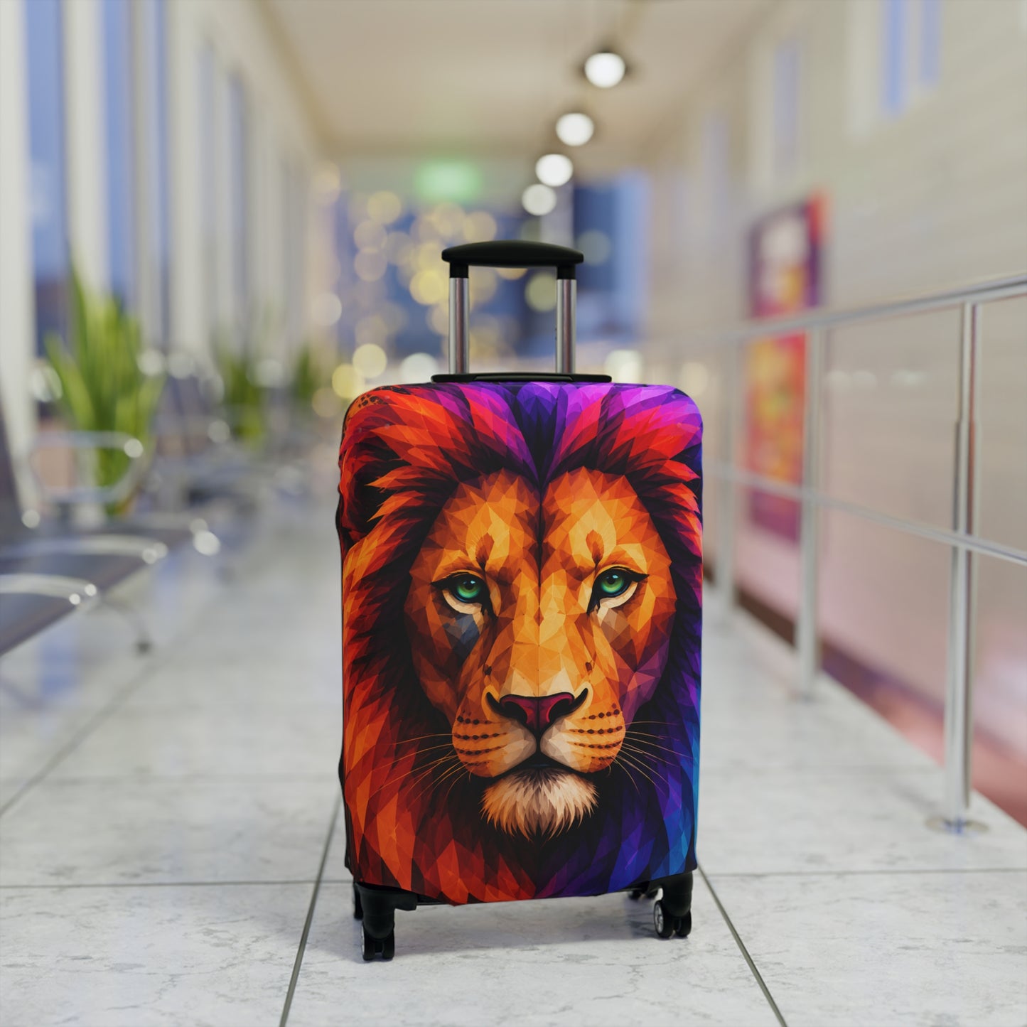 Lion Face Luggage Cover — Vibrant Rainbow Mane Travel Protector