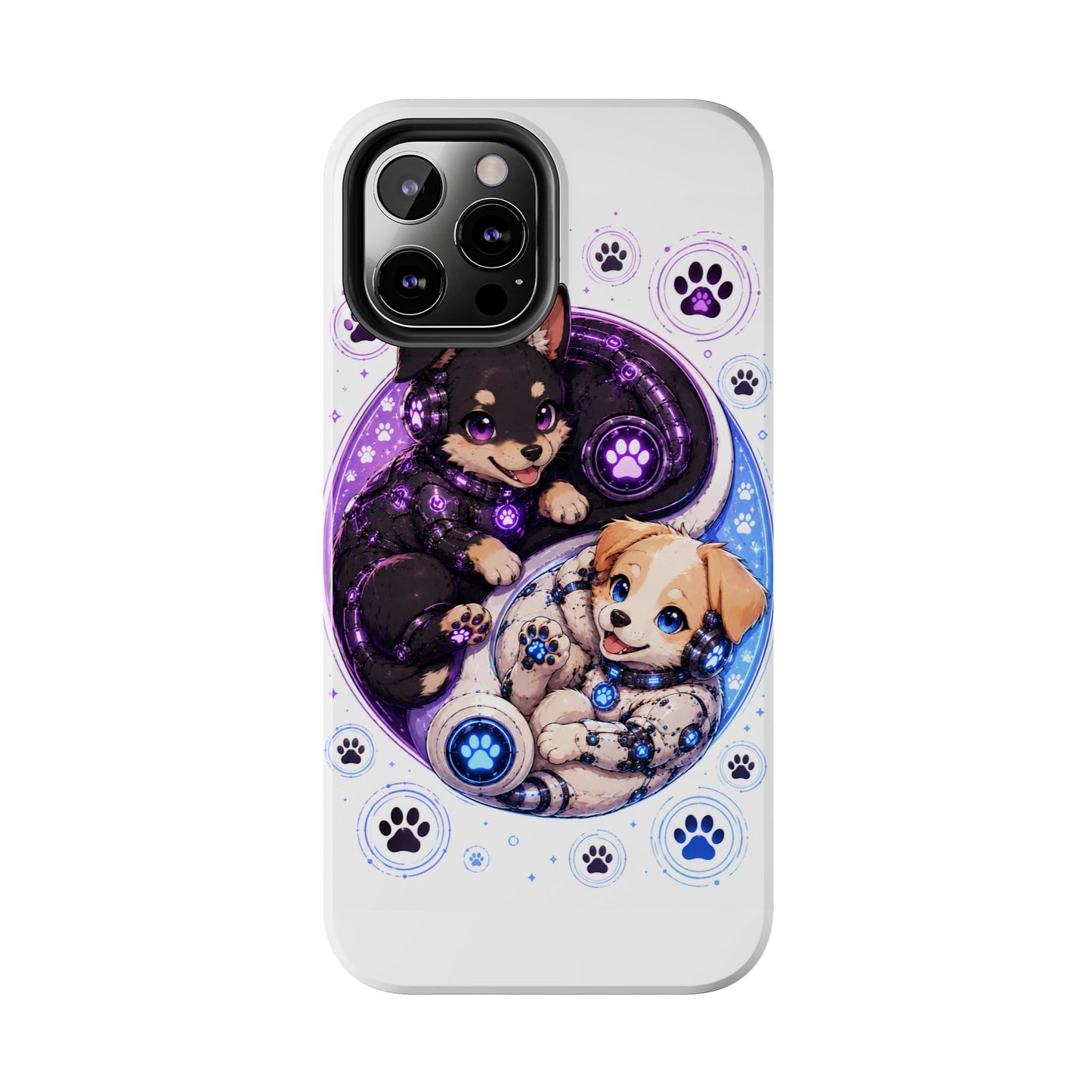 Yin Yang Puppy Tough Phone Case — Cute Paw Print Dog Protector