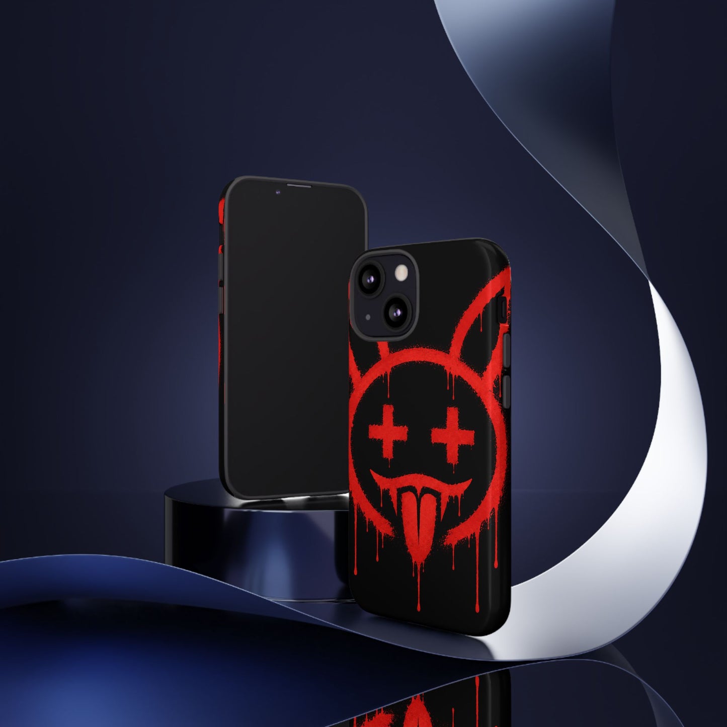 Phone Case - Metallic Souls Red Drip Smiley Graffiti Design