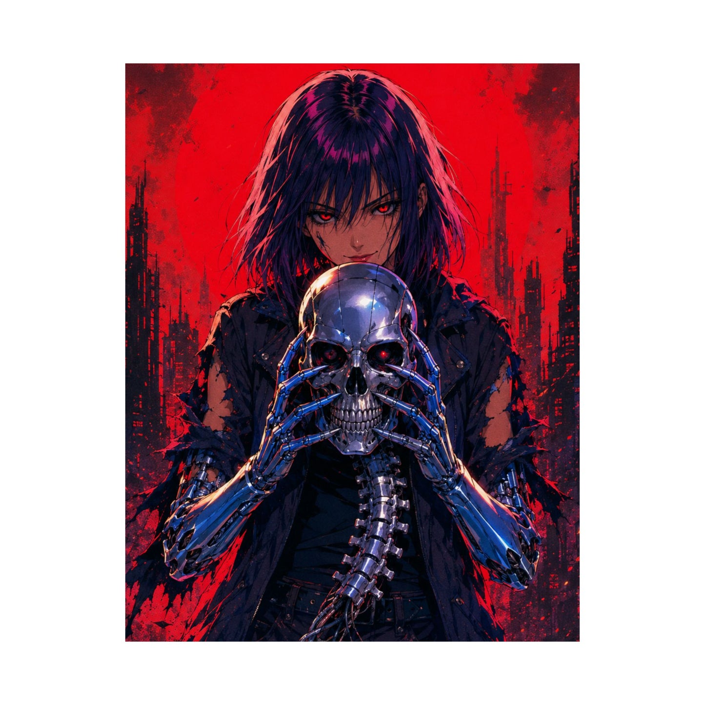 Metallic Souls Skull Poster — Gothic Anime Matte Vertical Wall Art