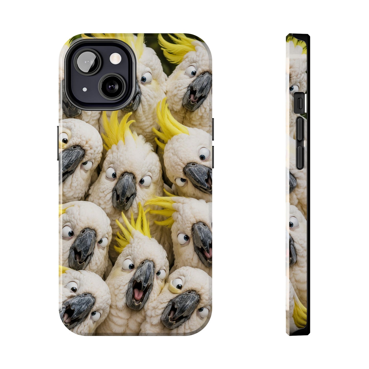 Cockatoo Collage Tough Phone Case — Funny Yellow Crested Bird Protective Phone Cover
