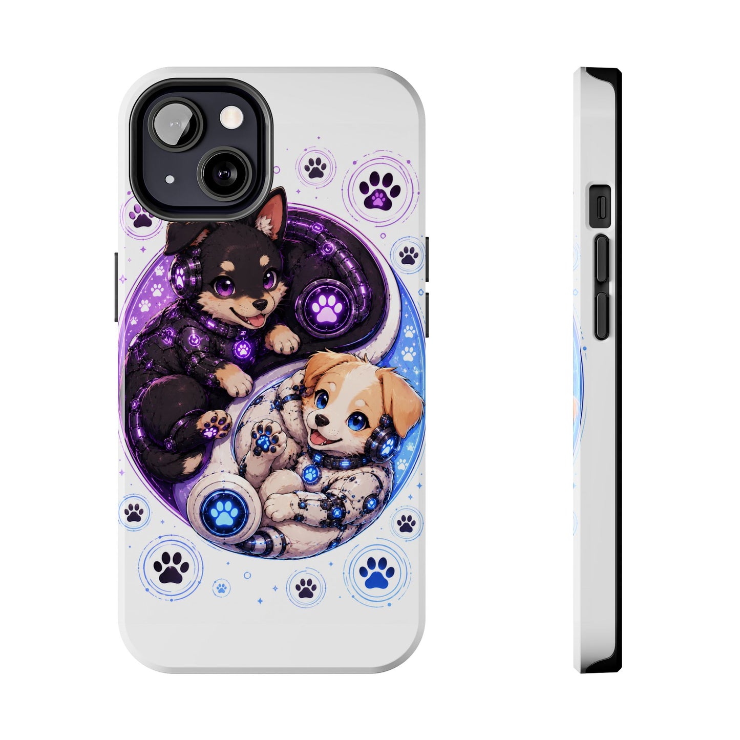 Yin Yang Puppy Tough Phone Case — Cute Paw Print Dog Protector