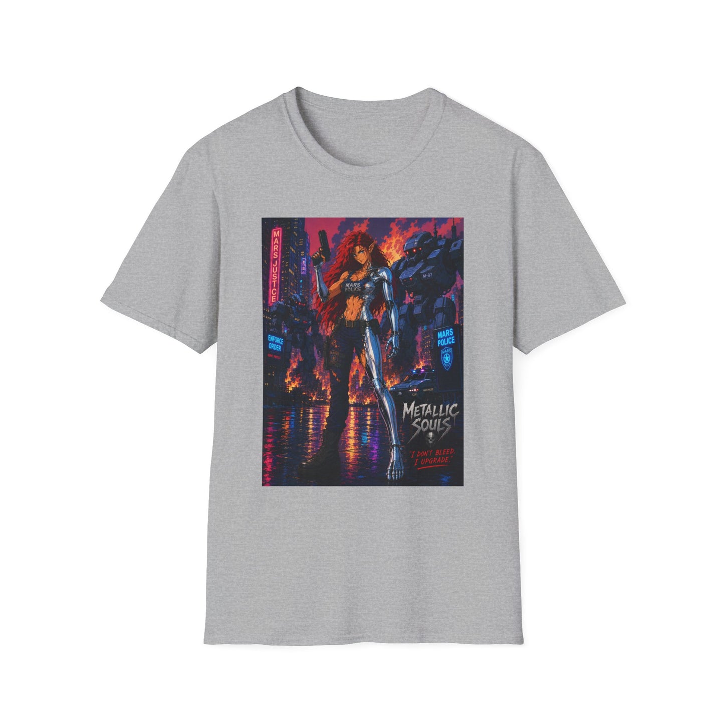 Cyberpunk Warrior T‑Shirt — 'Metallic Soul' Futuristic Anime Graphic