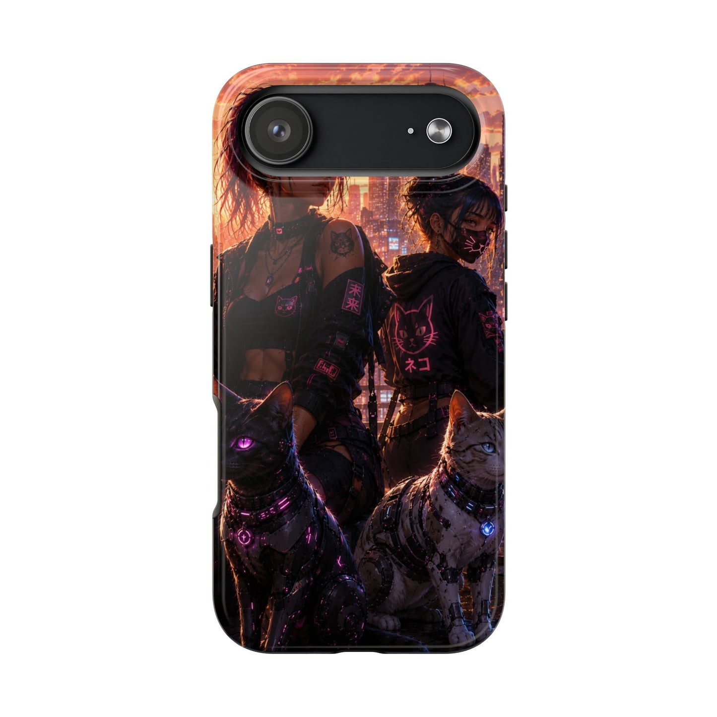 Cyberpunk Pack: Tough Phone Case with Neon Panther & City Sunset