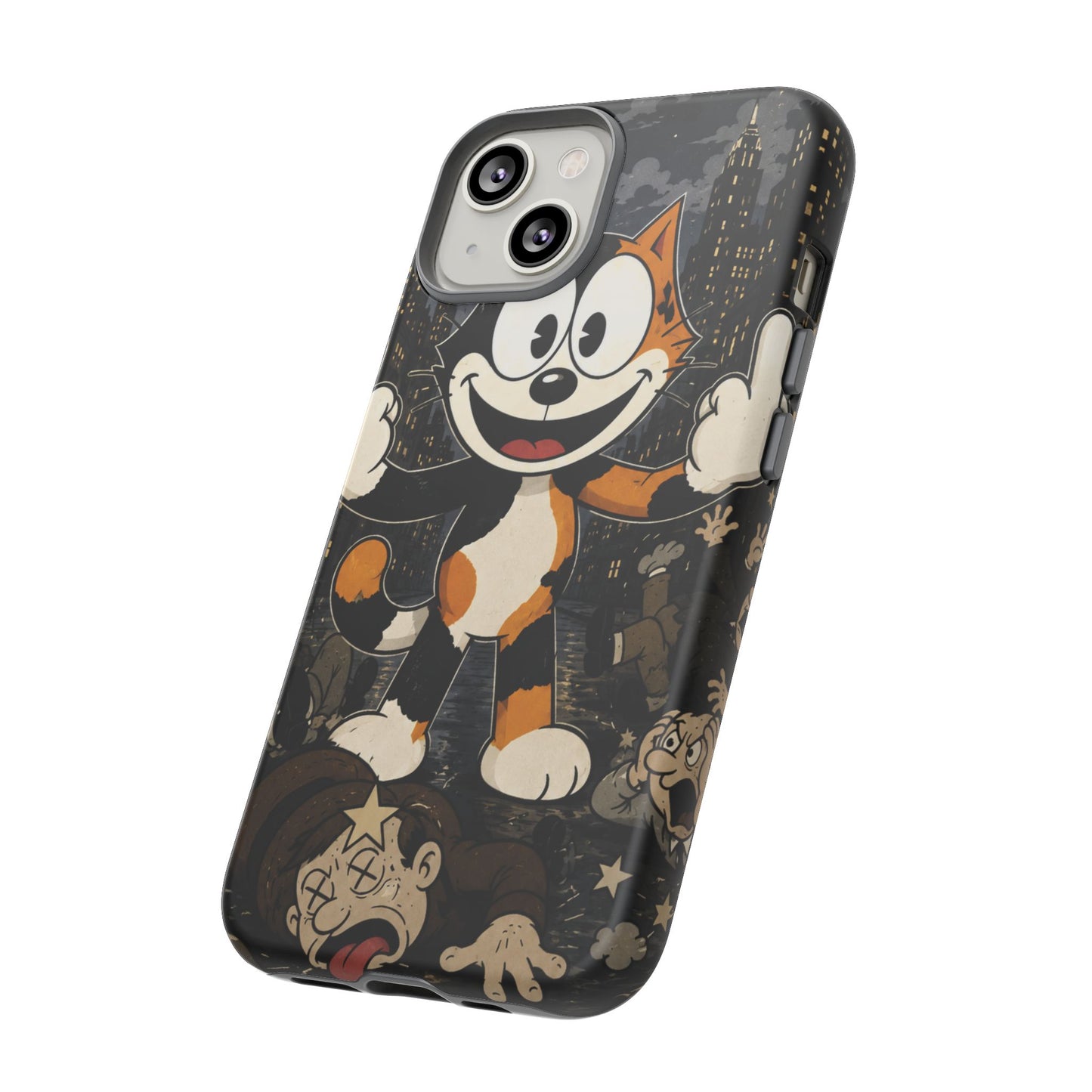 Vintage Cartoon Cat Phone Case — Edgy Felix-Style Illustration