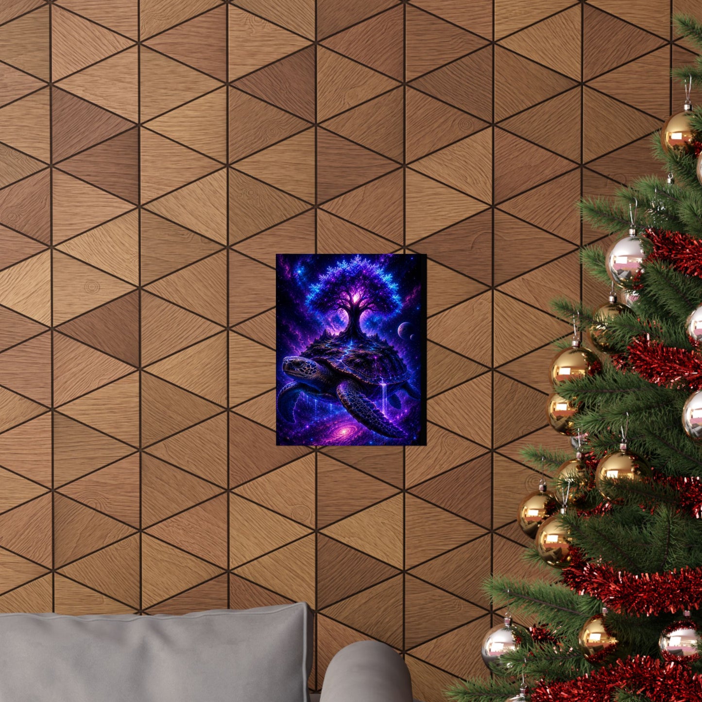 Cosmic Turtle Poster — Mystic Tree on Turtle Shell Matte Vertical Wall Art