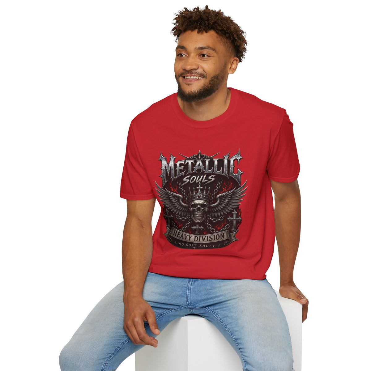 Metallic Souls Graphic T-Shirt — Gothic Skull & Wings Heavy Metal Tee