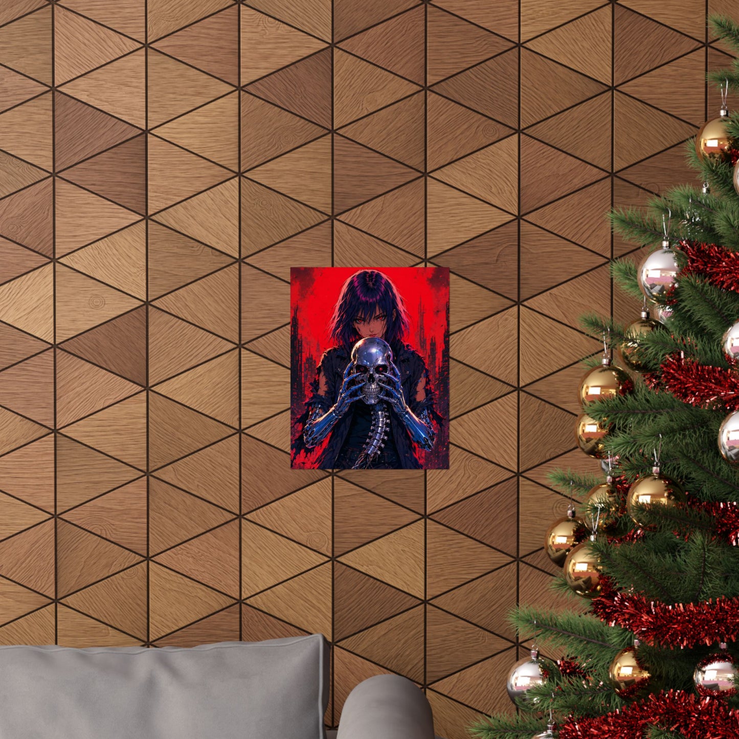 Metallic Souls Skull Poster — Gothic Anime Matte Vertical Wall Art