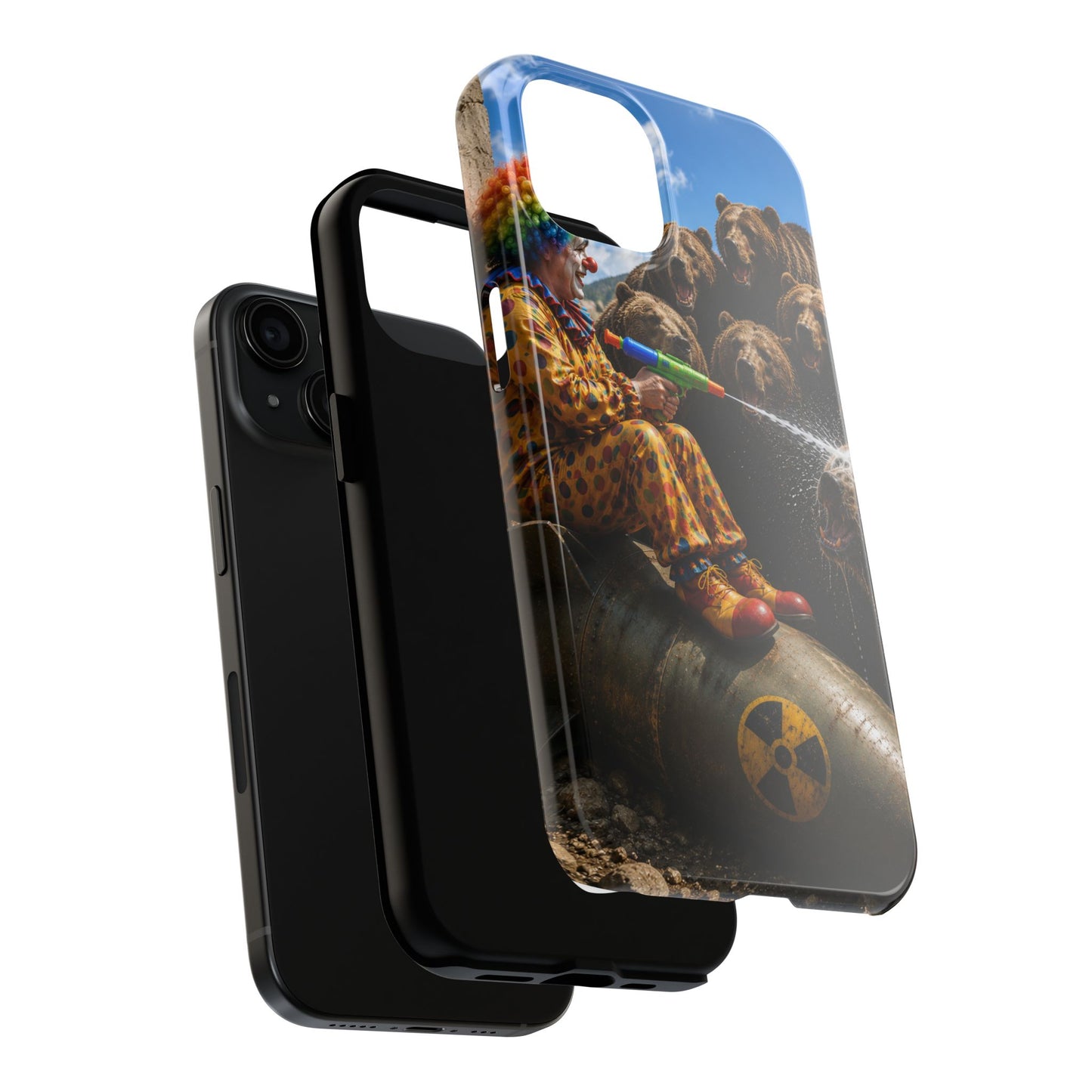 Tough Phone Case — Surreal Clown vs. Bears Protective Phone Cover