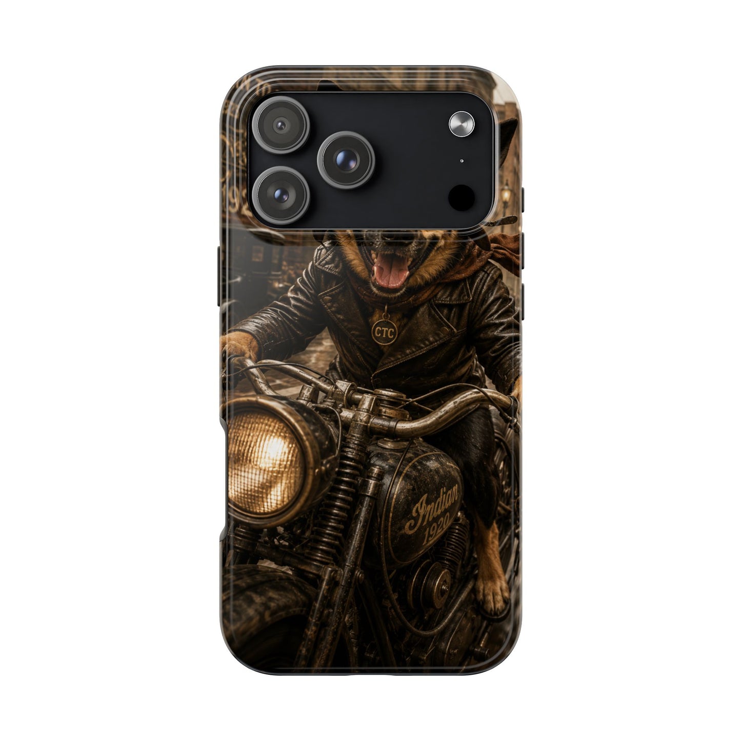 Phone Case — Biker Dog Riding Motorcycle Protective Tough Cover