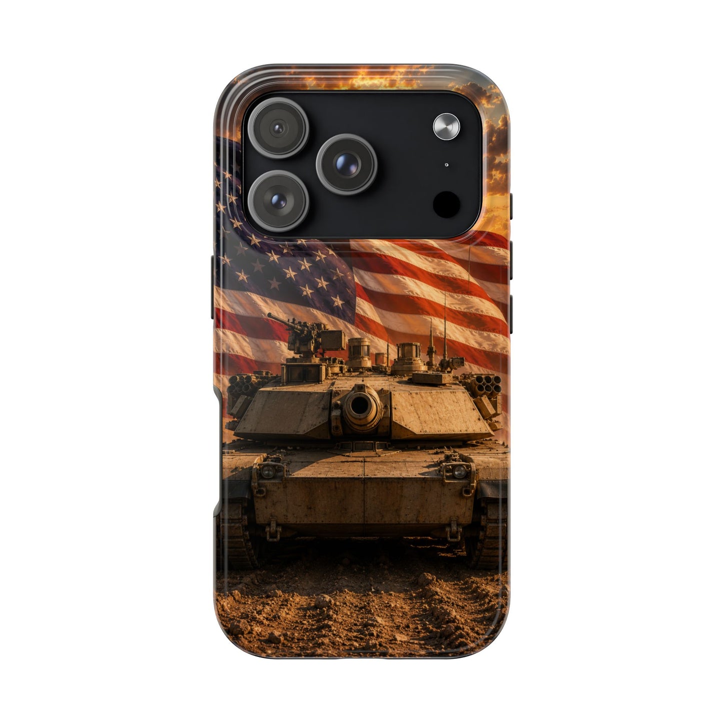 Patriotic Armor Phone Case — Military Tank with American Flag