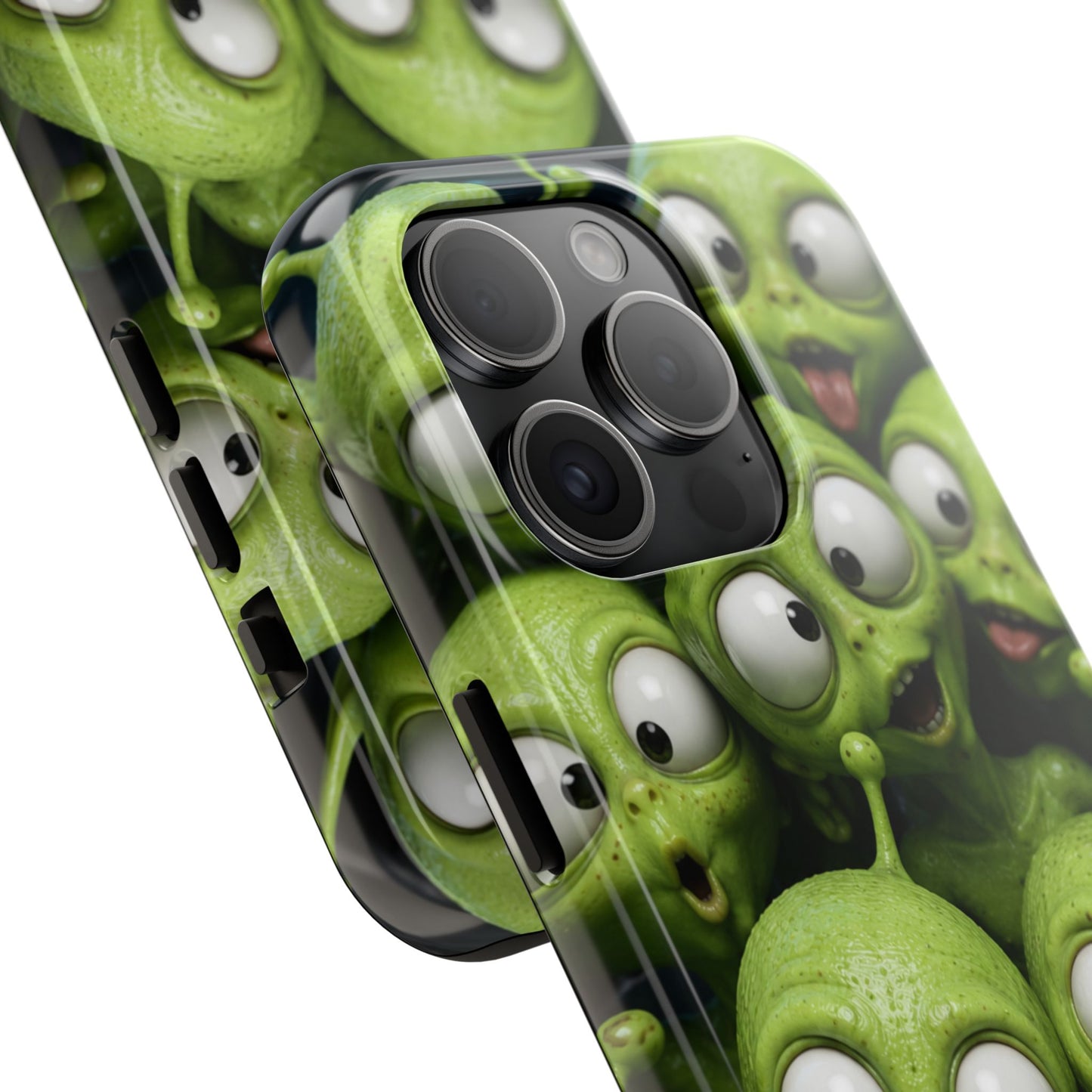 Alien Selfie Tough Phone Case — Cute Green Cartoon Aliens Protective Cover